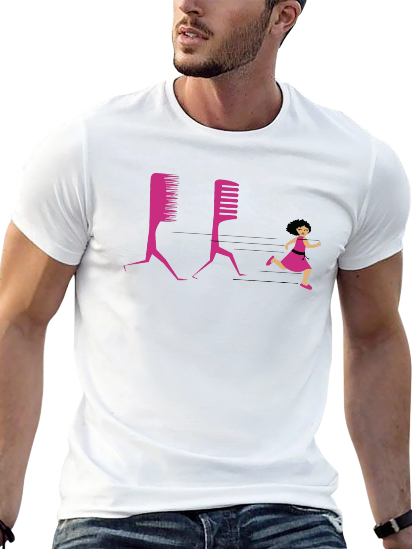 Black Funny Hairdresser T-Shirt Running Comb Design view 13