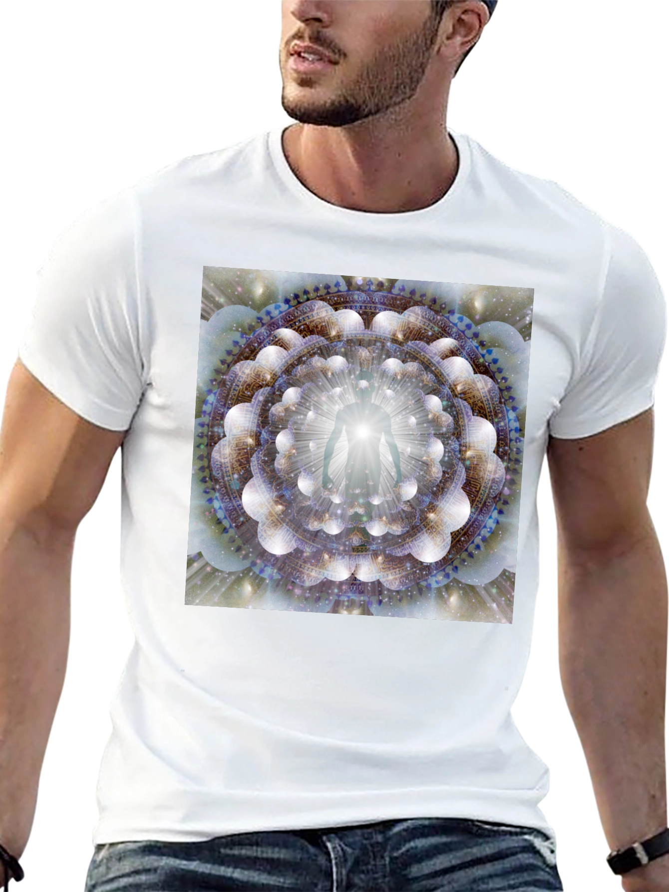 Black Enlightened Being Mandala Black T-Shirt view 13