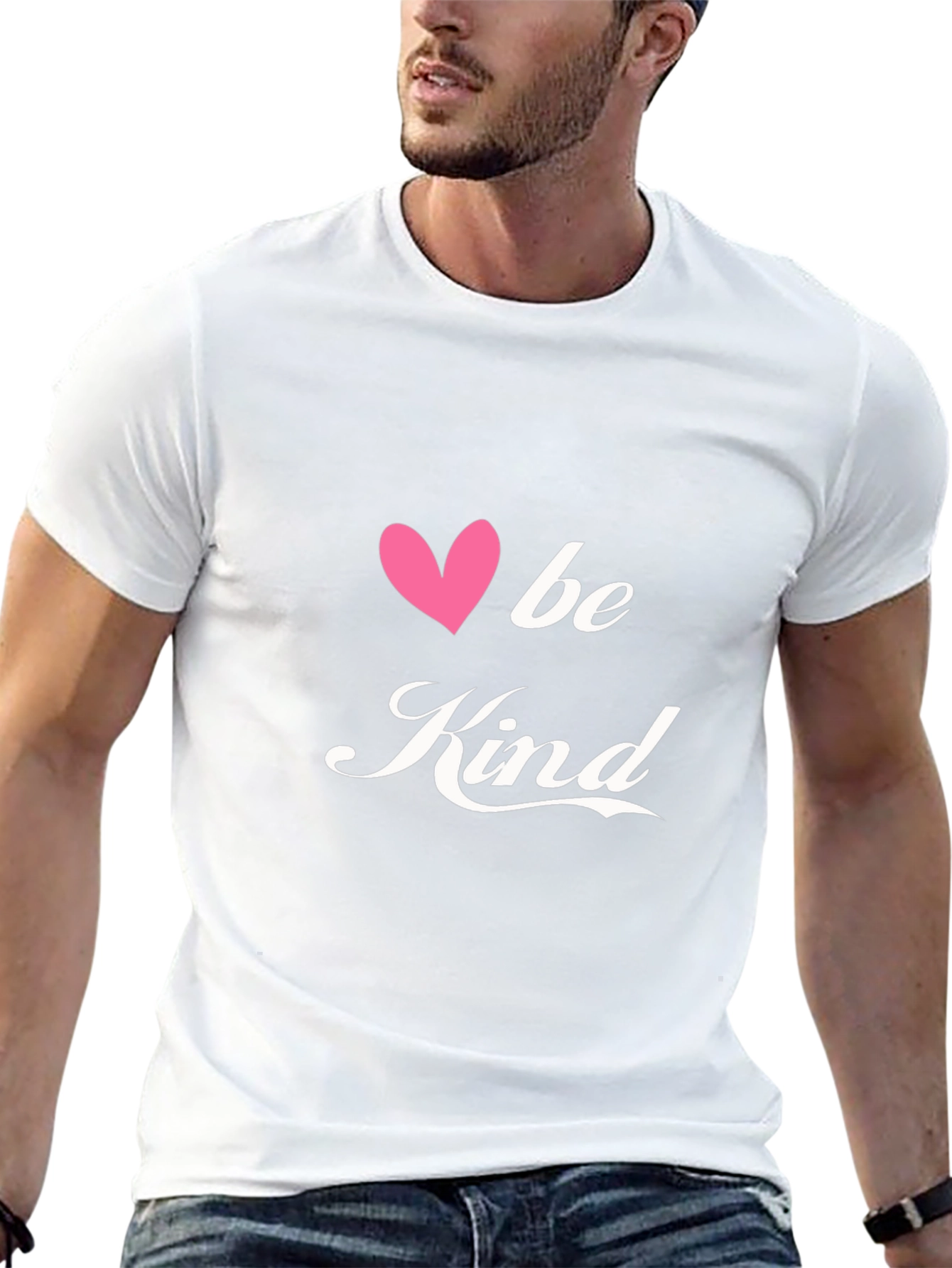 Black Be Kind T-Shirt - Black Cotton Blend Tee with Heart Design view 13