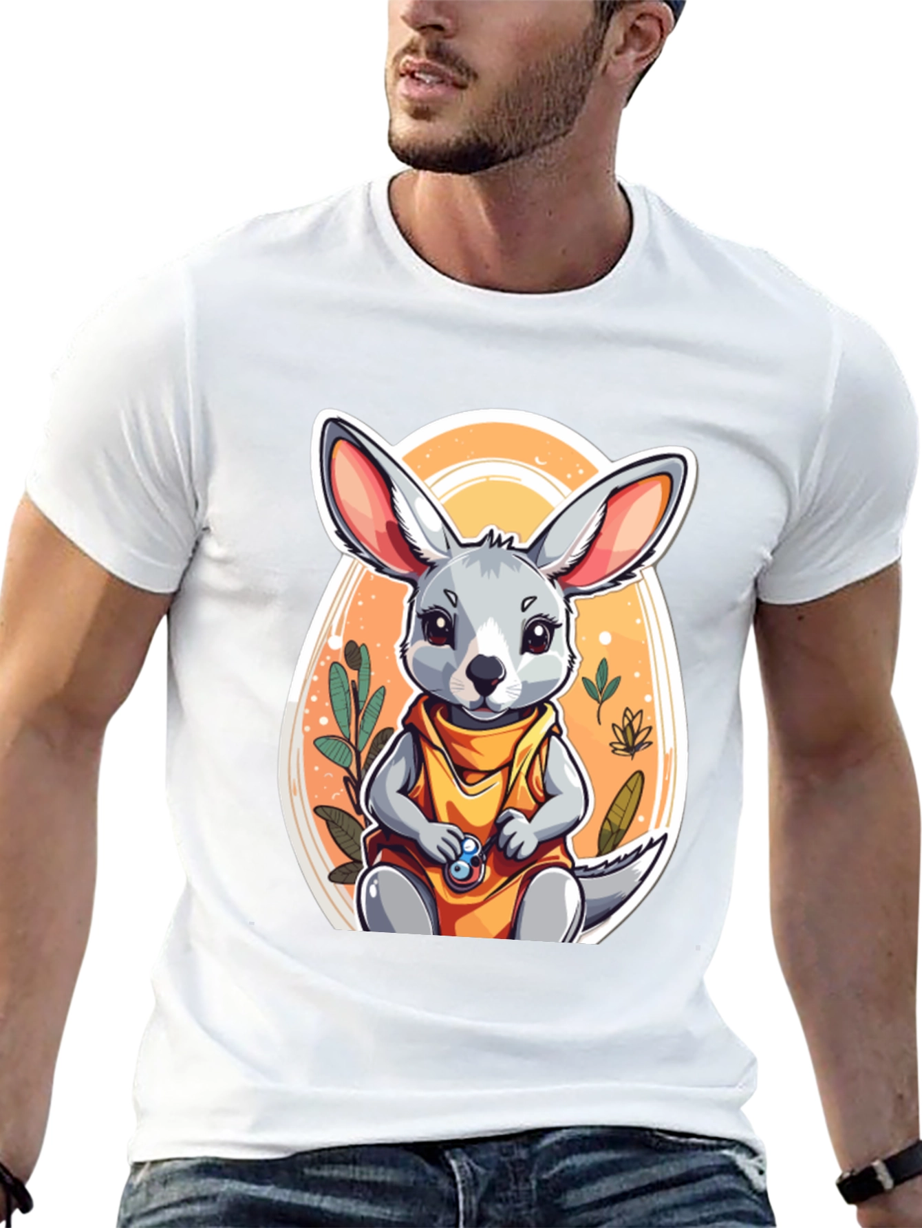 Black Cute Cartoon Jerboa T-Shirt view 13