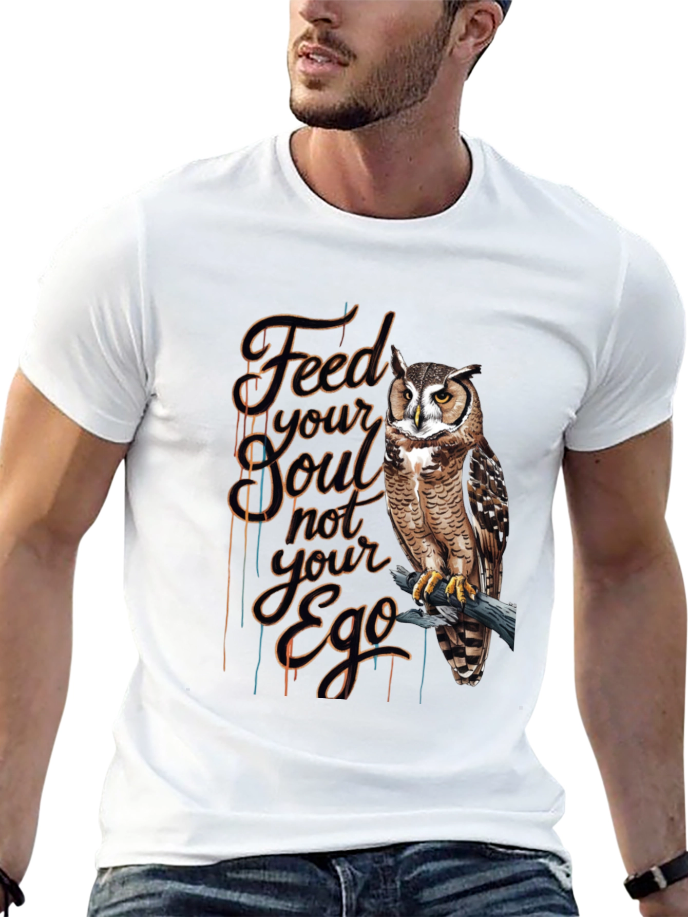Black Feed Your Soul Owl Graphic T-Shirt - Black view 13
