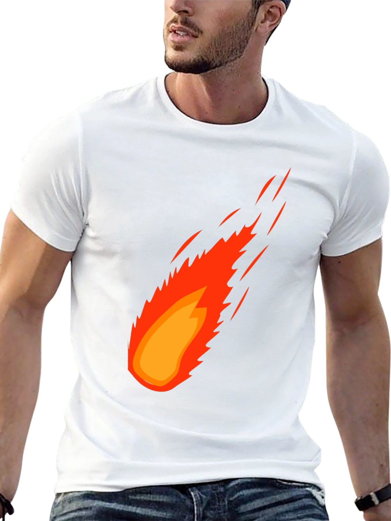 Black Fiery Comet Graphic Tee - Black Cotton T-Shirt view 13