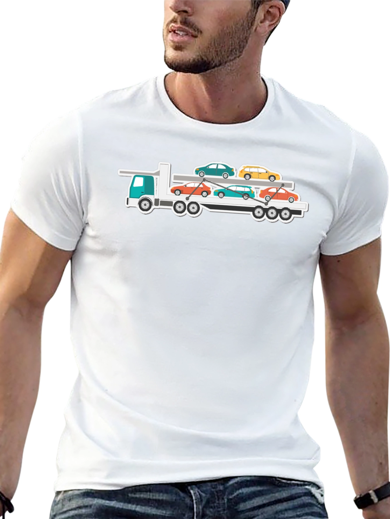 Black Car Carrier Truck T-Shirt - Automotive Enthusiast Tee view 13
