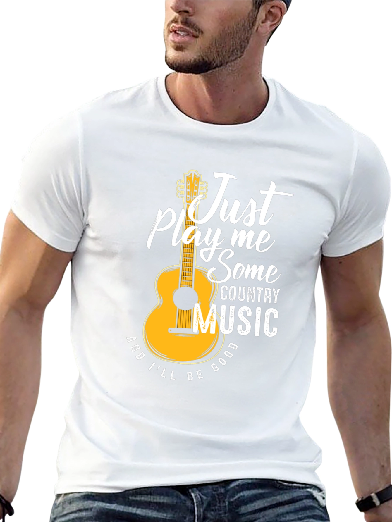 Black Just Play Me Some Country Music Graphic T-Shirt view 13