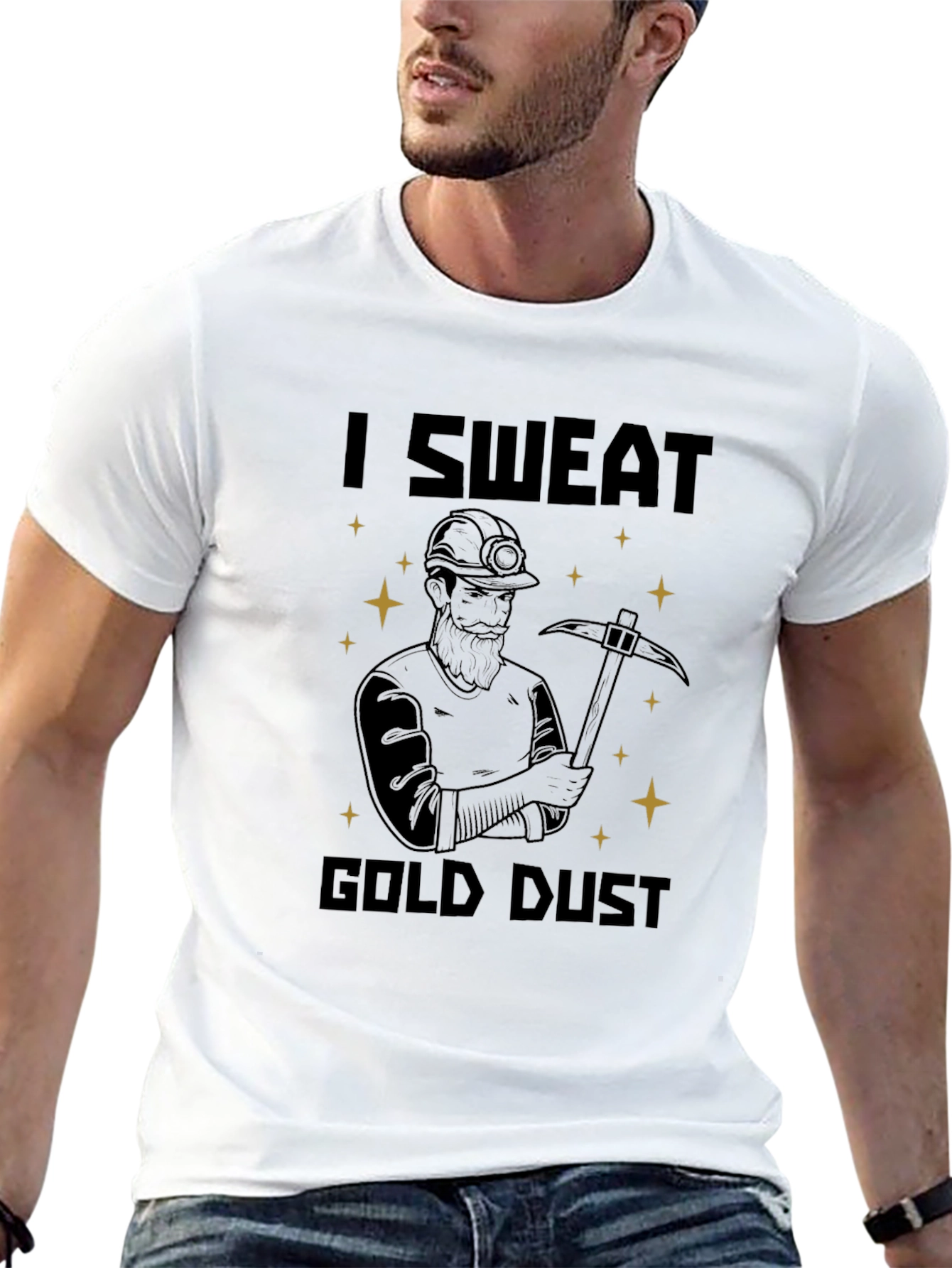 Black I Sweat Gold Dust T-Shirt - Miner Graphic Tee view 13