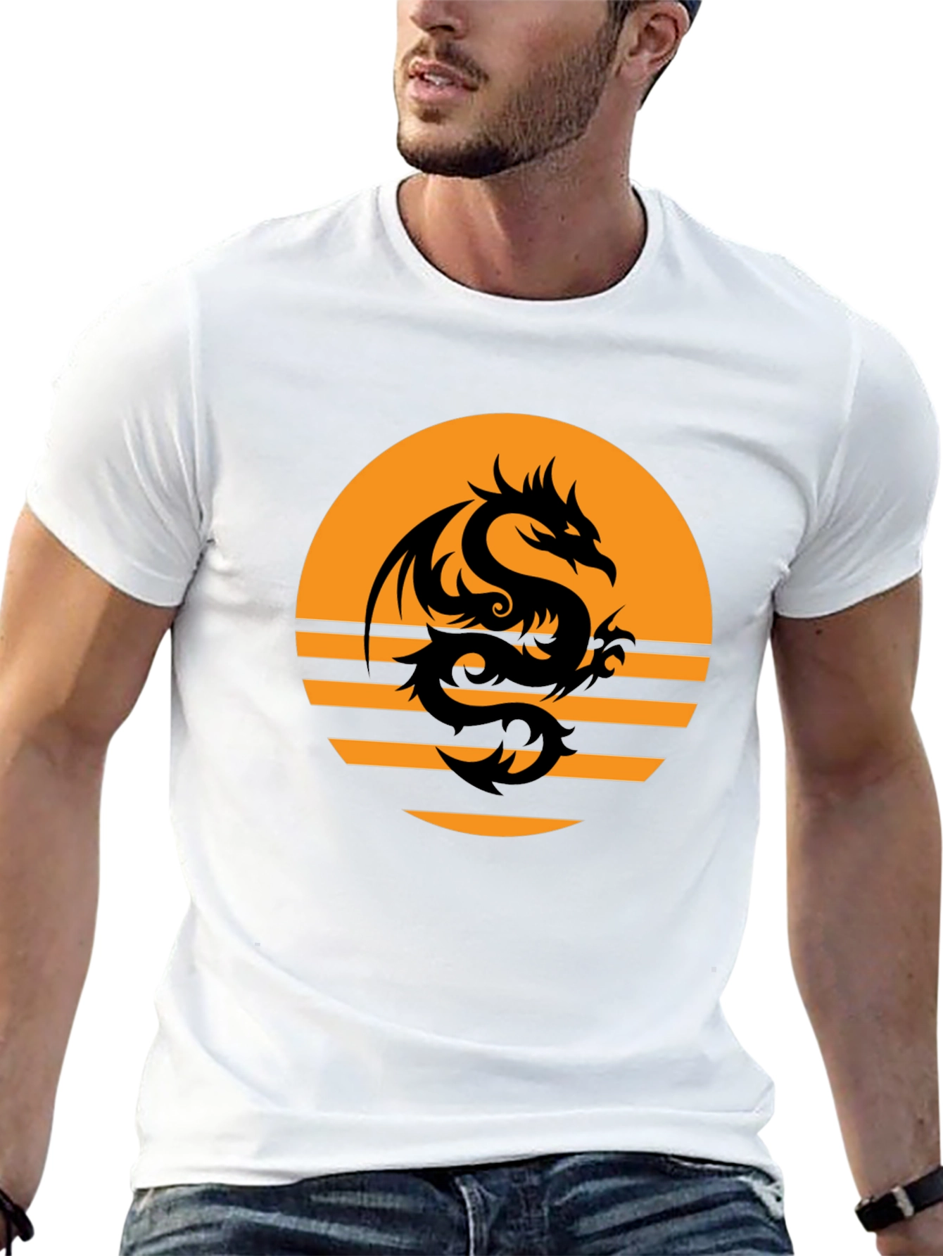Black Dragon Sunset Graphic Tee - Black Cotton Blend view 13