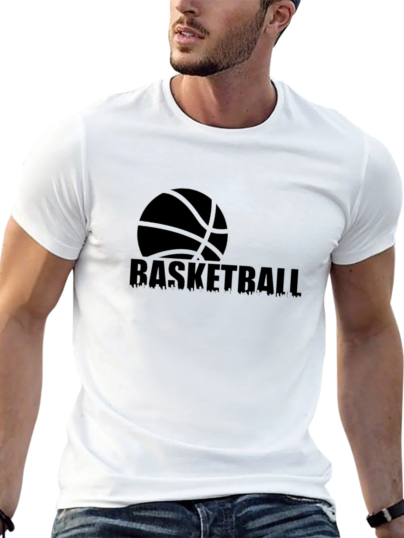 Black Men's Black Basketball Graphic Tee view 13