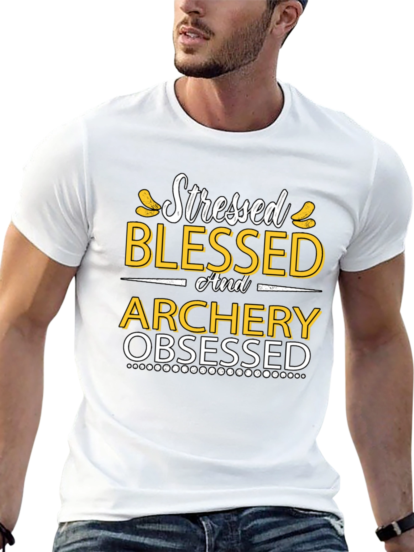 Black Stressed Blessed Archery Obsessed Graphic Tee view 13