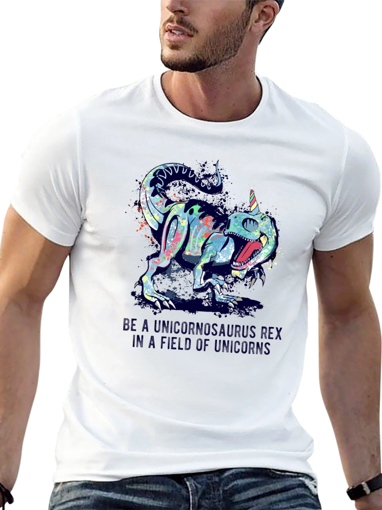 Black Unicornsaurus Rex Black T-Shirt view 13