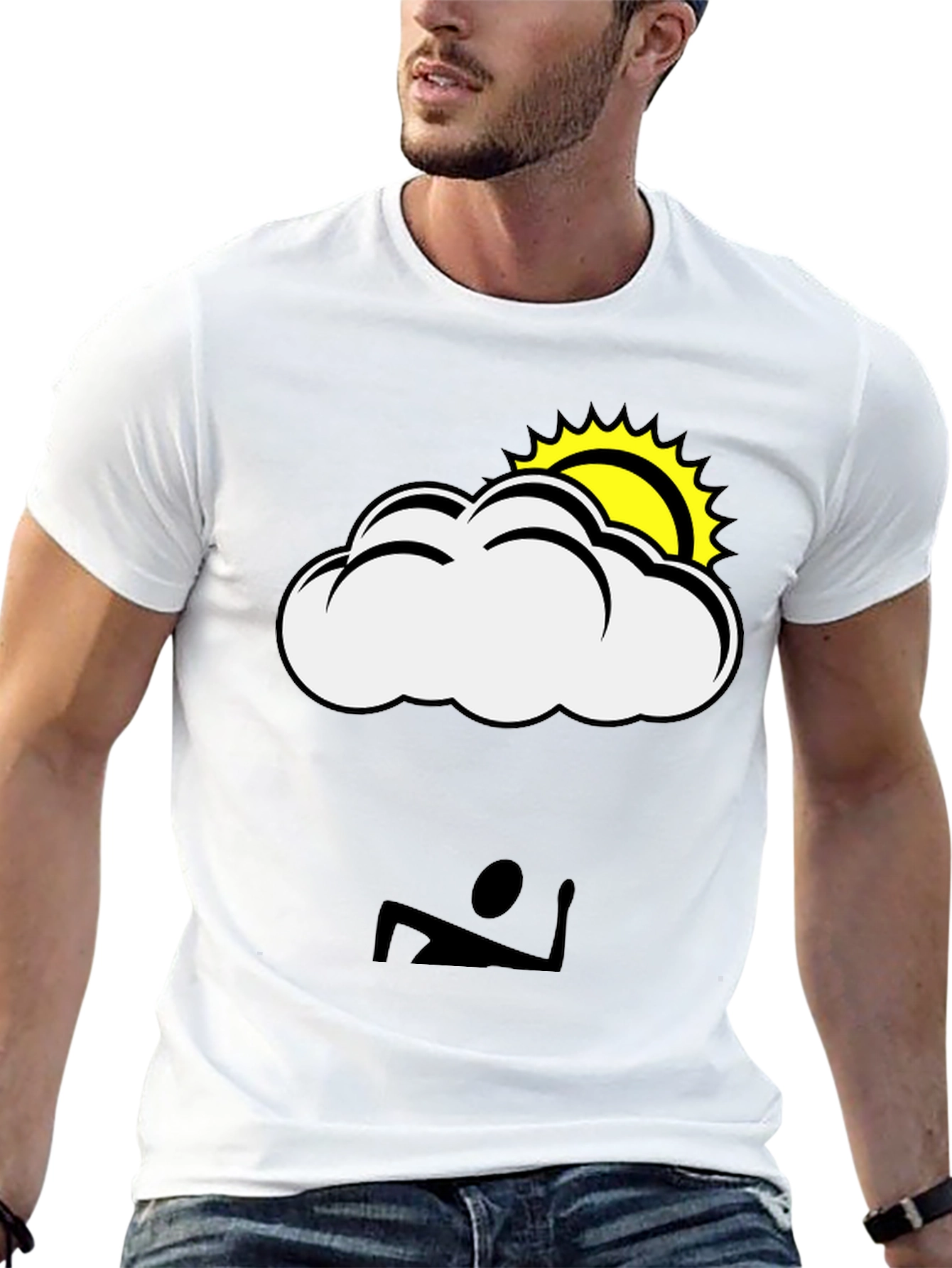 Black Cloud & Sun Graphic Tee - Stylish Black T-Shirt view 13