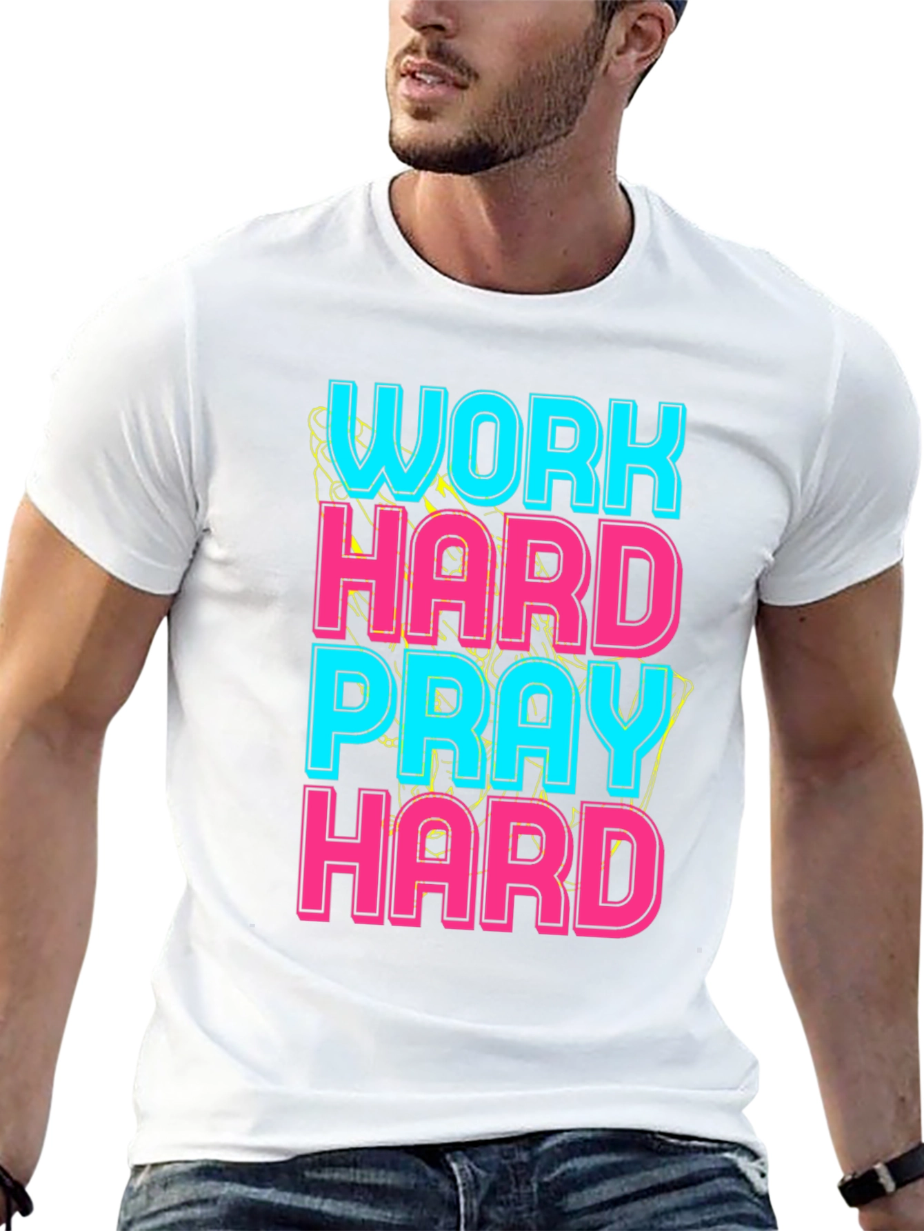 Black Work Hard Pray Hard Graphic Tee view 13