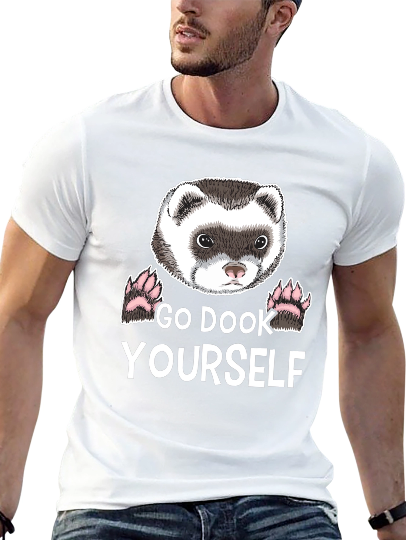 Black Go Dook Yourself Ferret T-Shirt view 13
