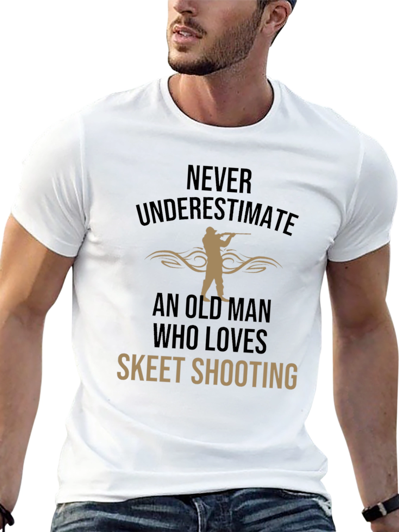 Black Skeet Shooting Old Man T-Shirt view 13