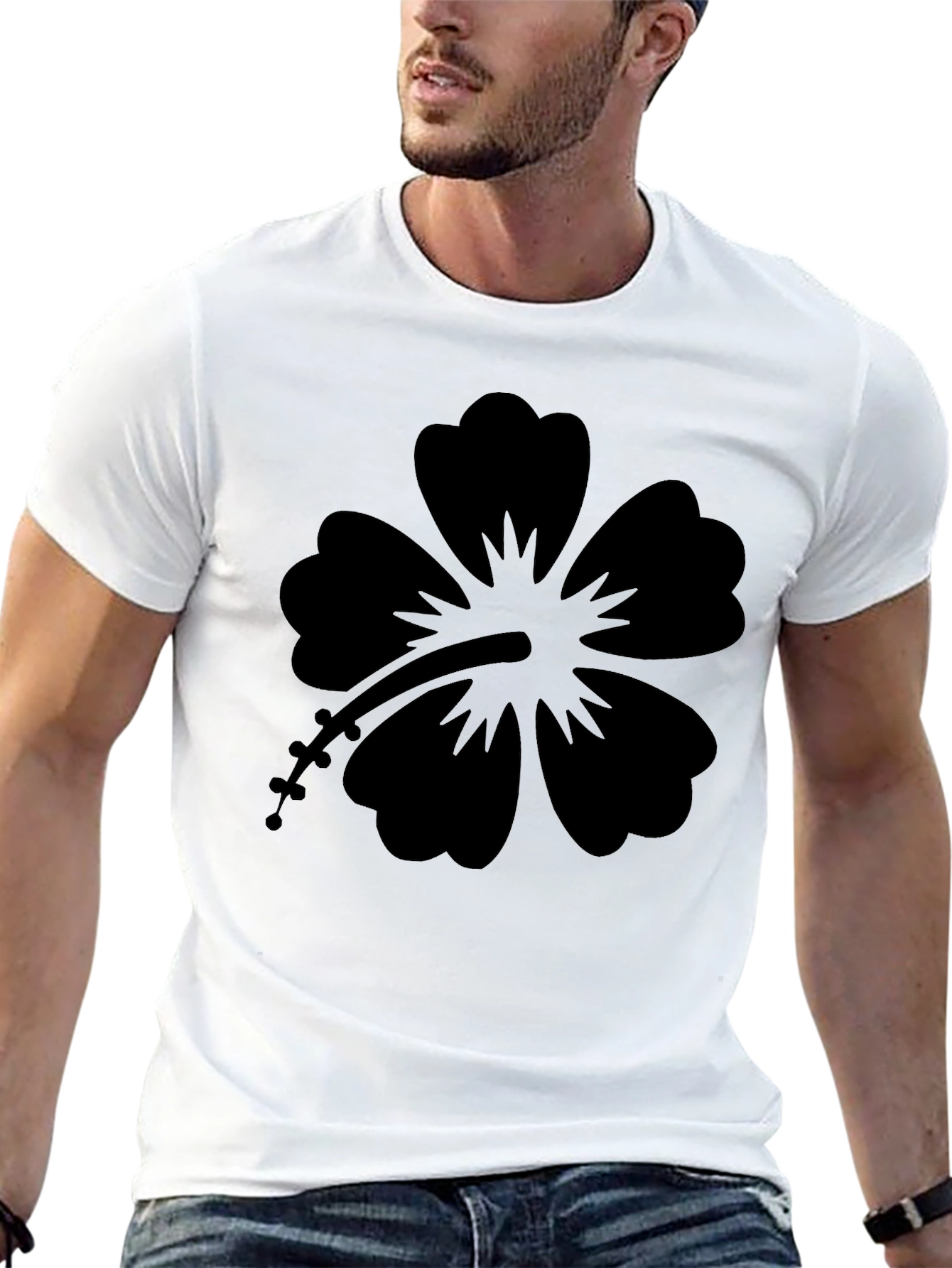 Black Black Hibiscus Graphic Tee - Casual Style view 13