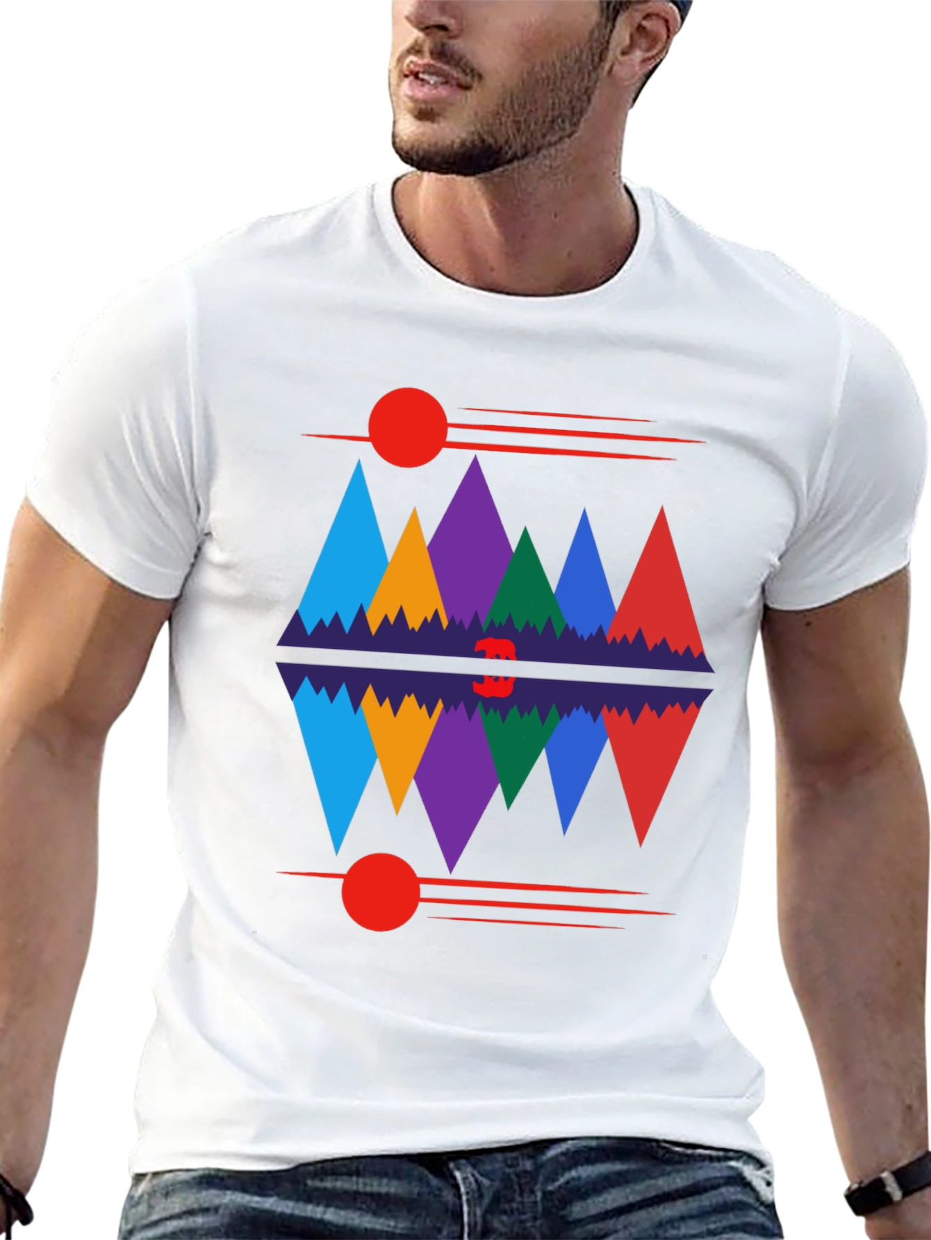 Black Geometric Mountain Range Graphic Tee view 13