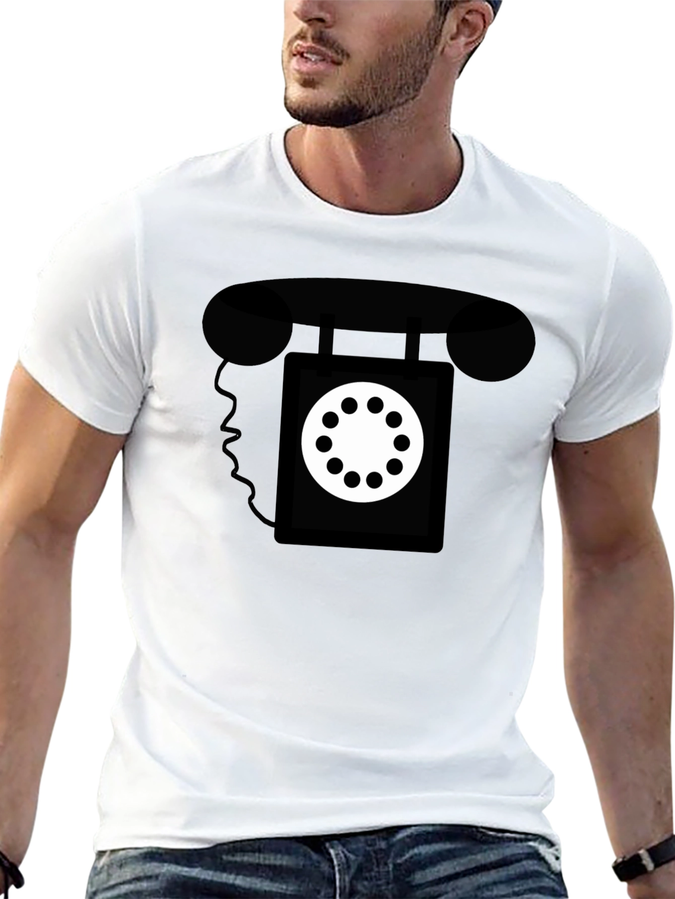 Black Retro Rotary Phone Graphic Tee - Classic Style view 13