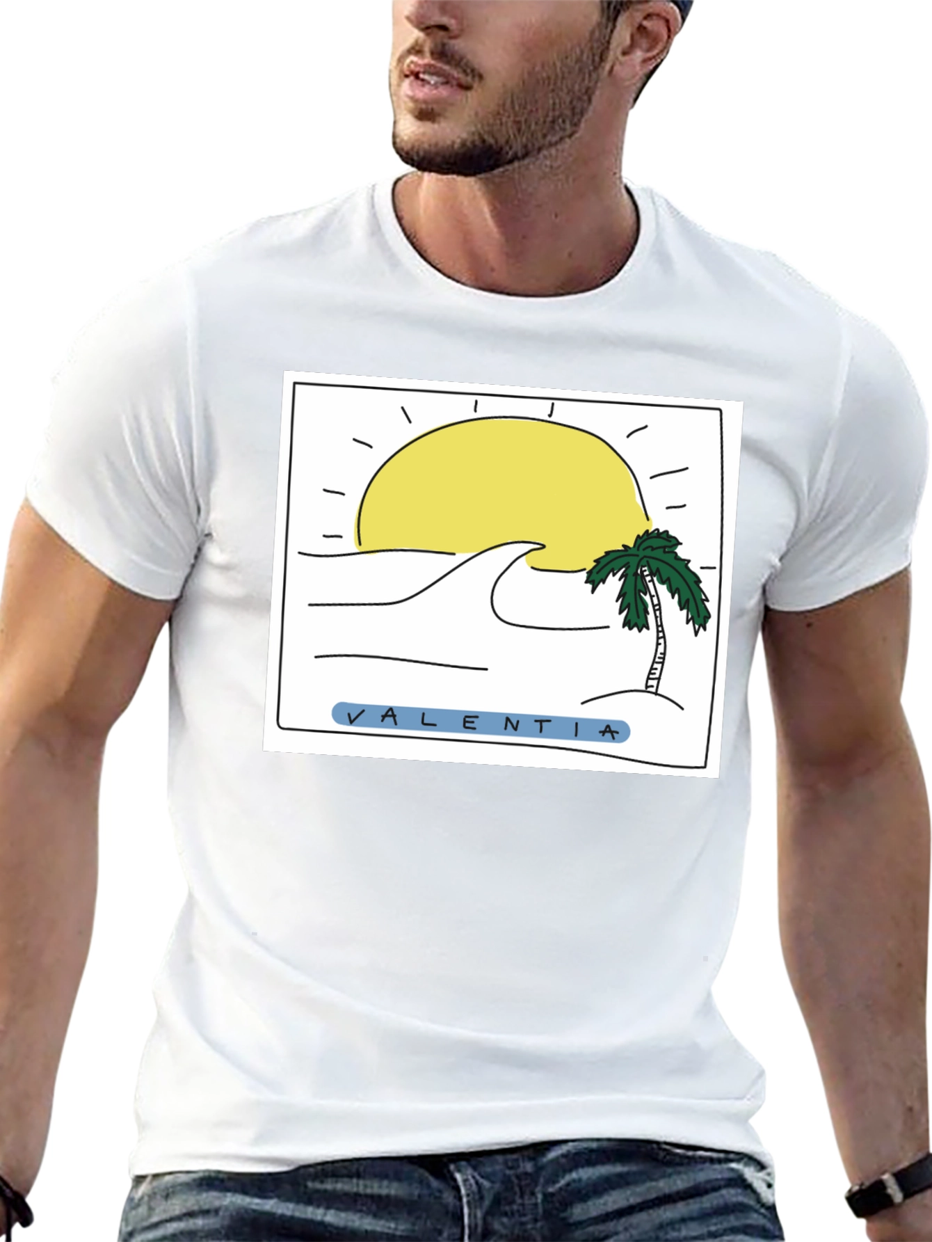 Black Valentia Sun & Waves Graphic Tee - Black view 13