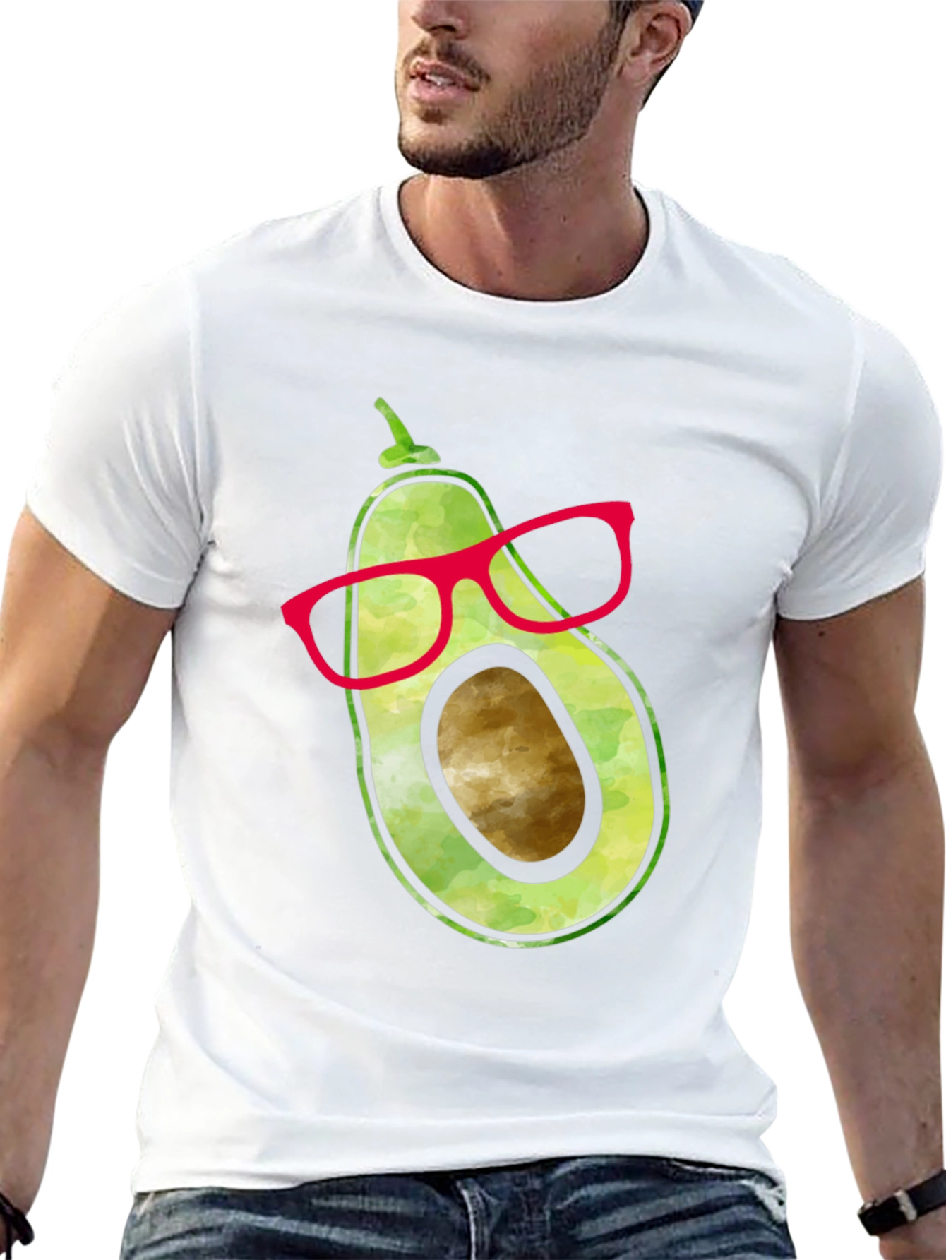 Black Cool Avocado with Glasses Graphic Tee view 13