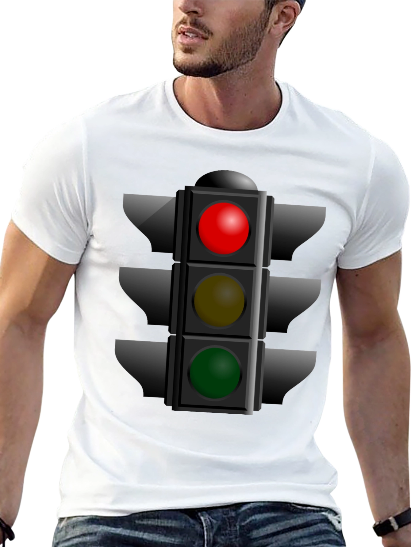 Black Traffic Light Graphic Tee - Novelty Stoplight Shirt view 13