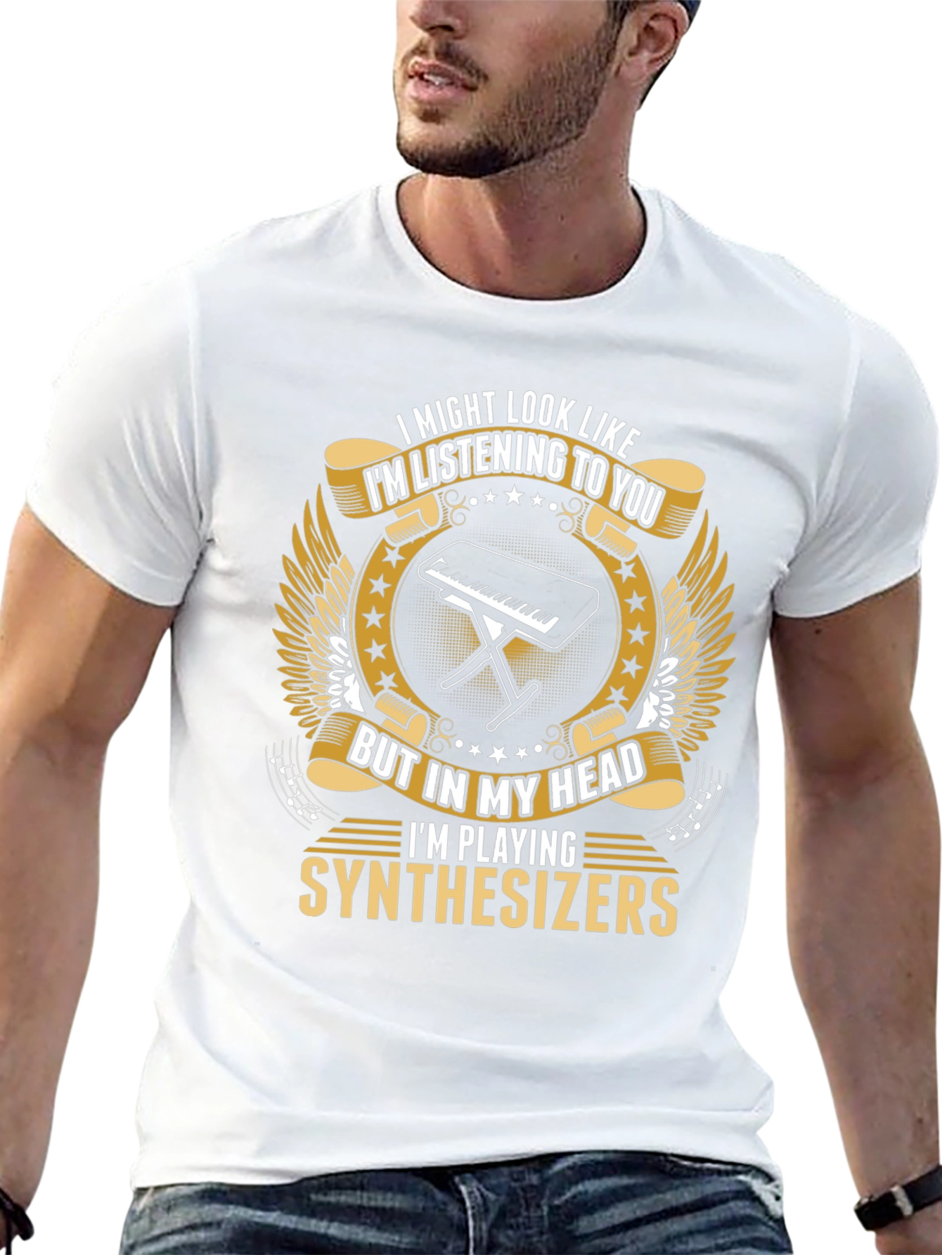 Black Synthesizer Player T-Shirt - Funny Musician Tee view 13