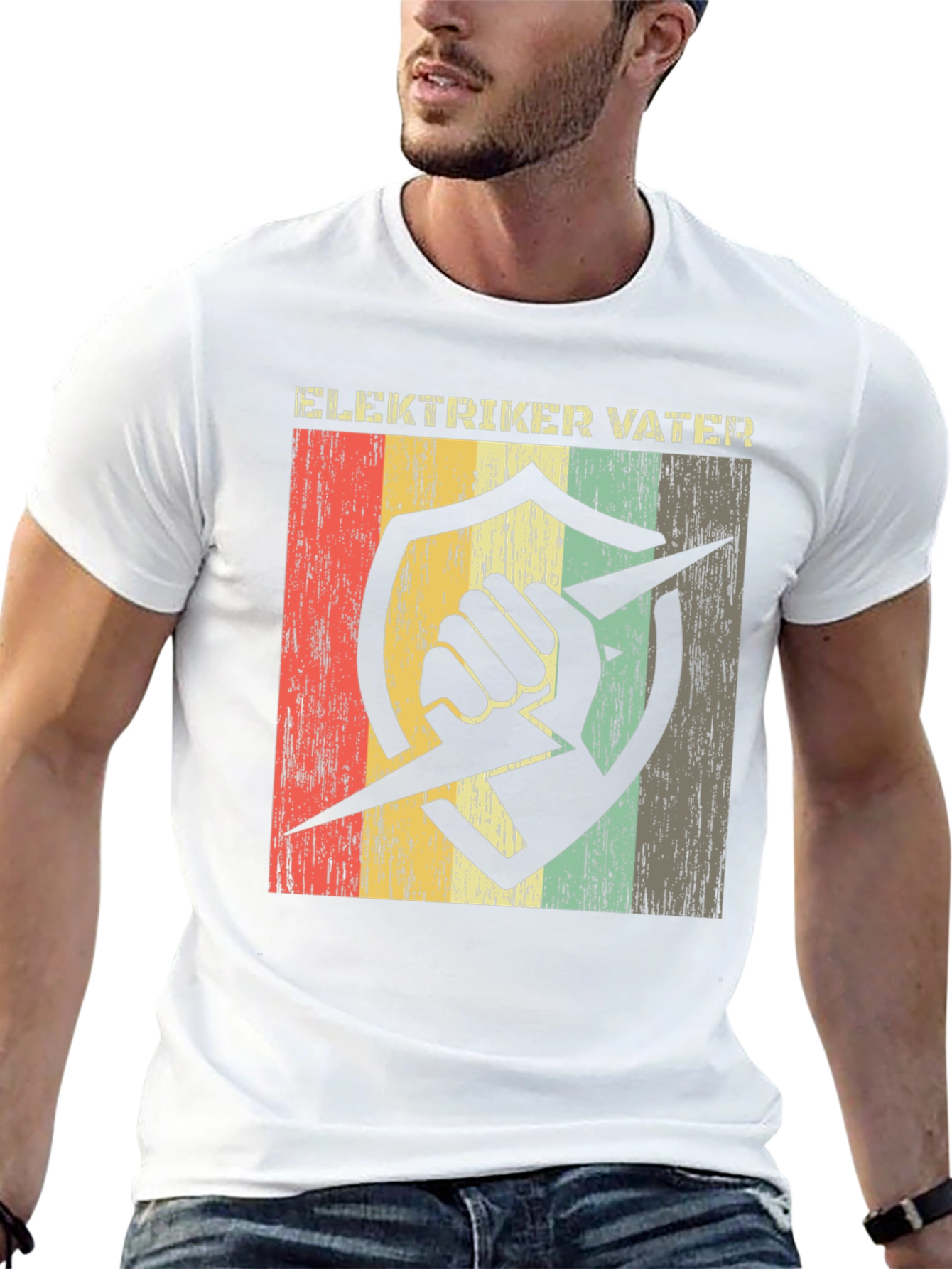 Black Elektriker Vater T-Shirt - Vintage Electrician Dad Tee view 13
