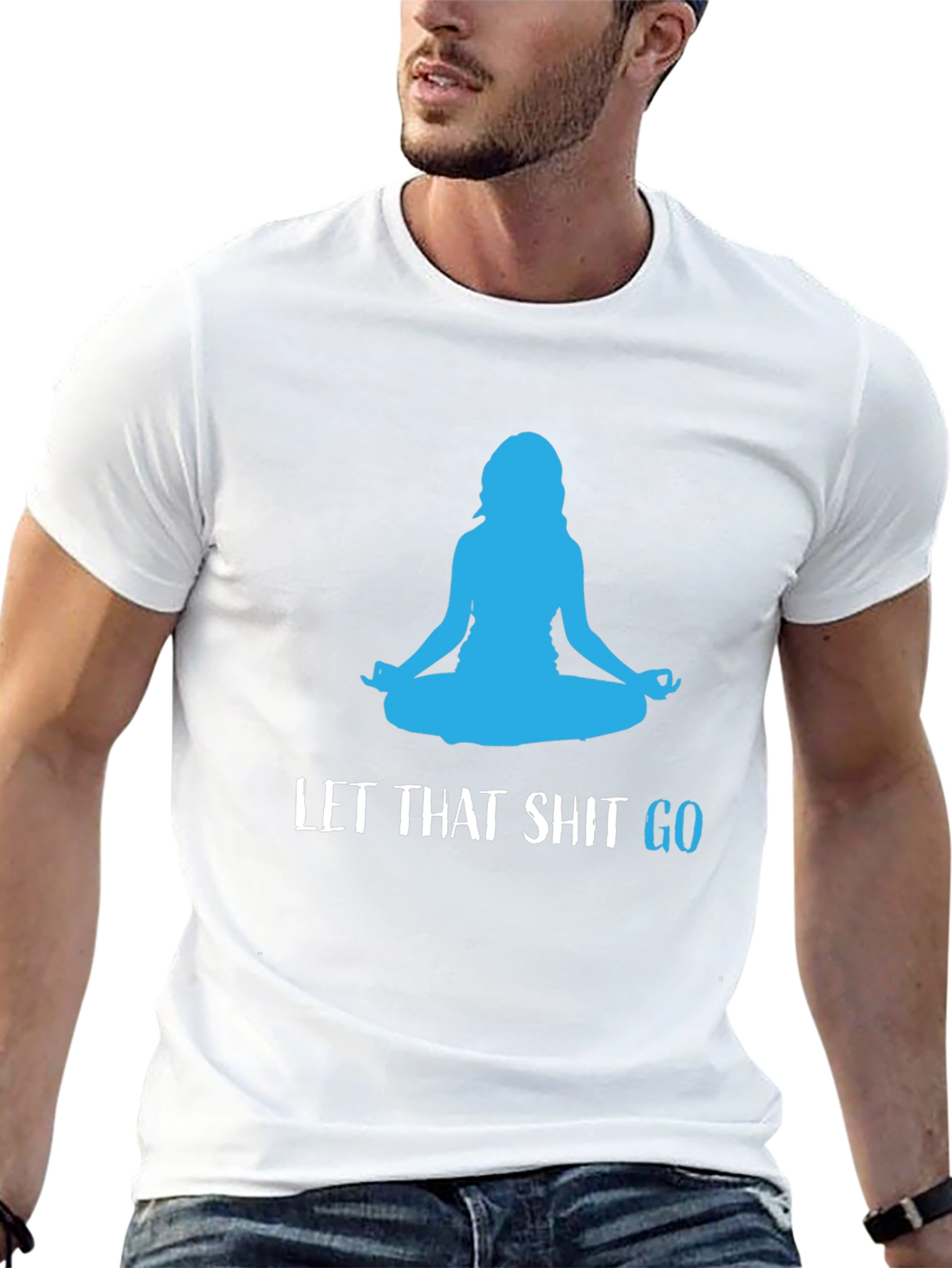 Black Let That Shit Go Black Yoga T-Shirt view 13