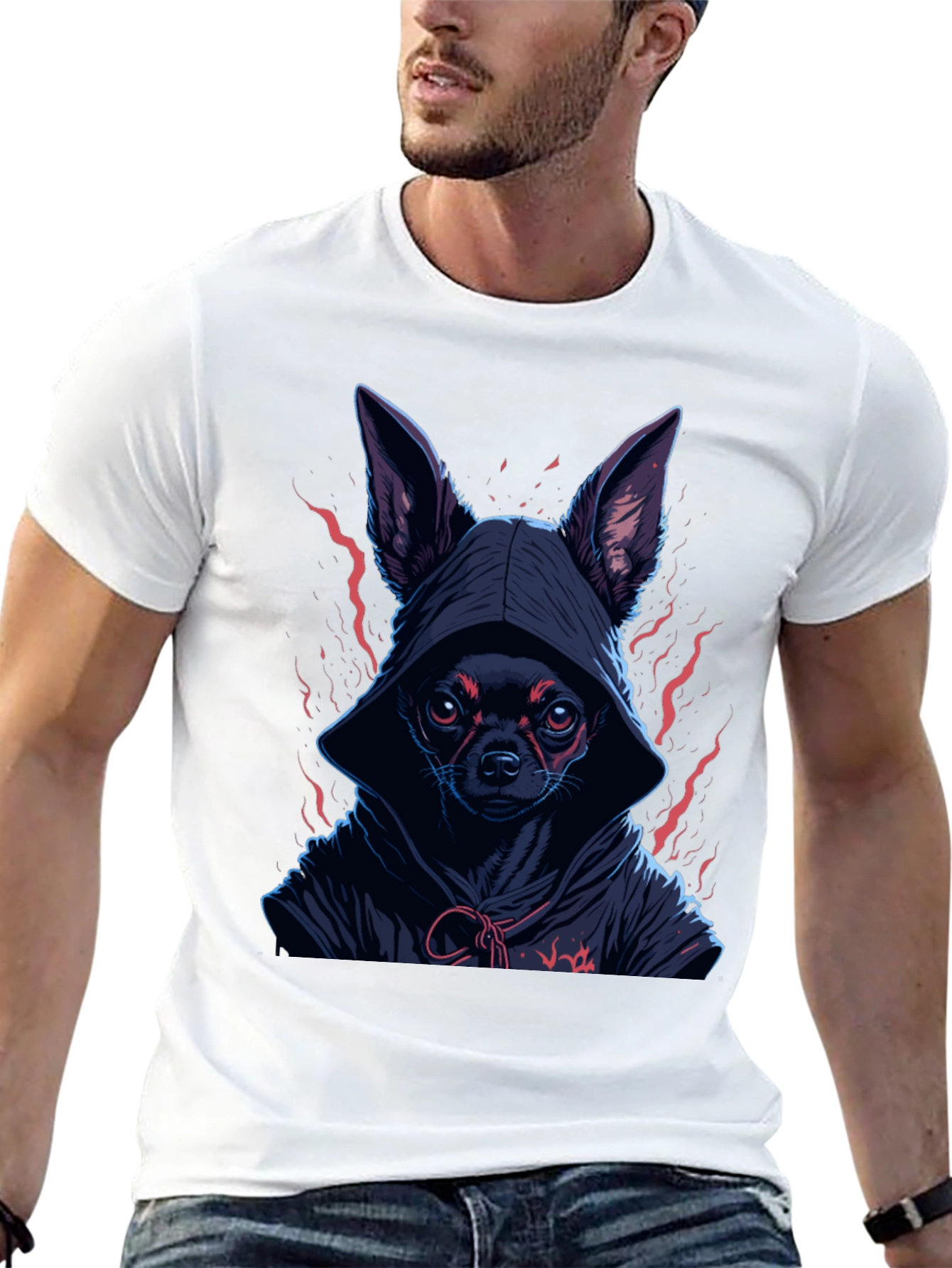 Black Hooded Chihuahua Graphic Tee view 13
