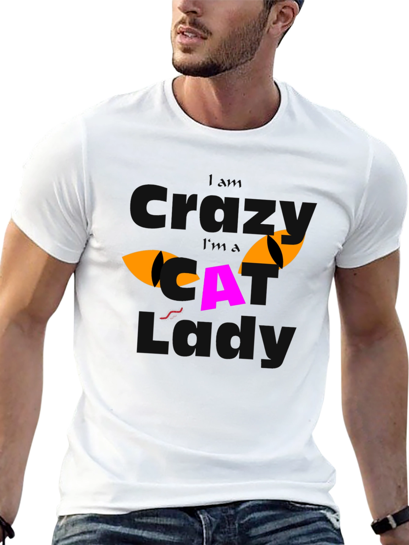 Black Crazy Cat Lover Graphic T-Shirt view 13