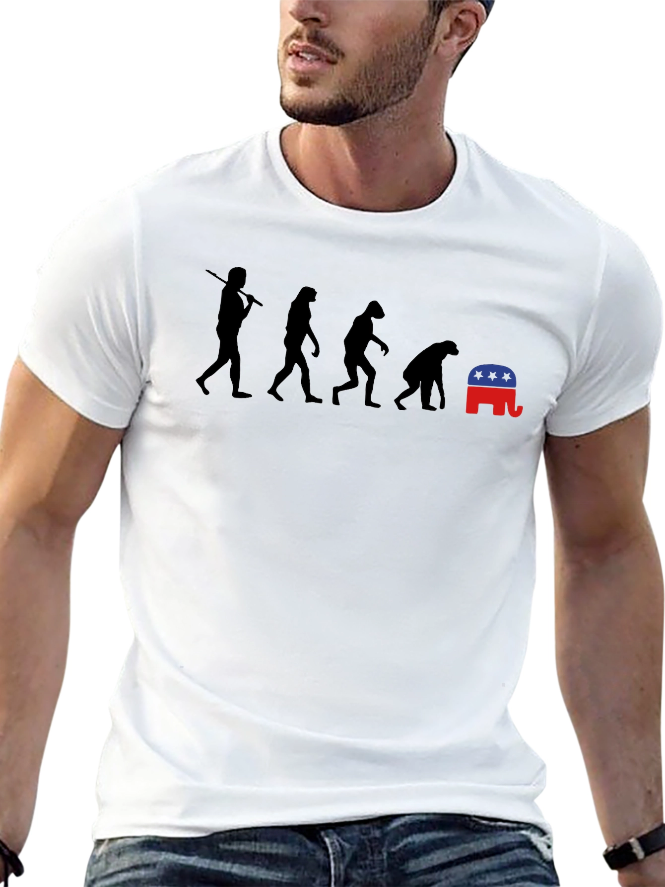 Black Evolution of Man Republican T-Shirt view 13