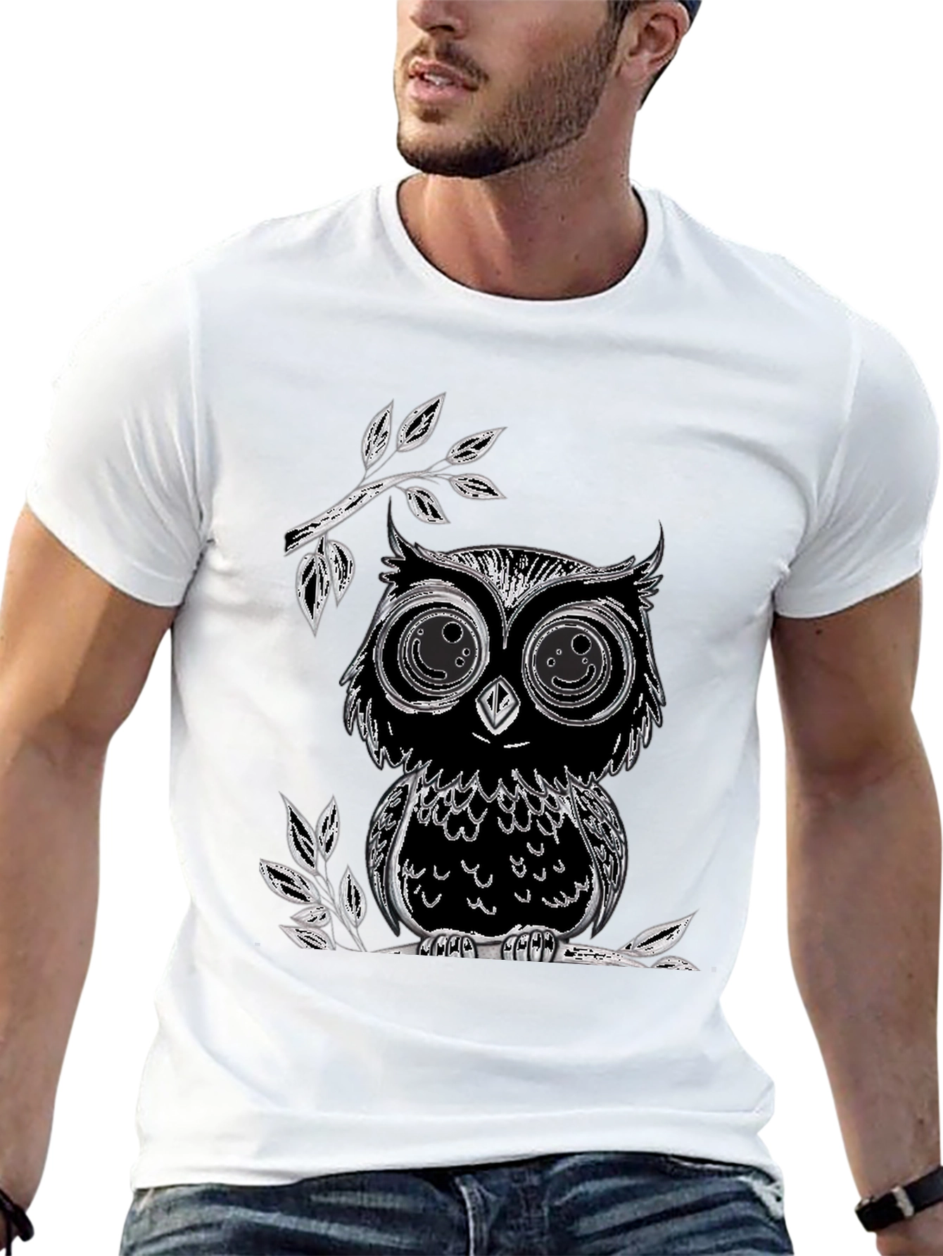 Black Owl Graphic T-Shirt - Soft Cotton Blend, Black view 13