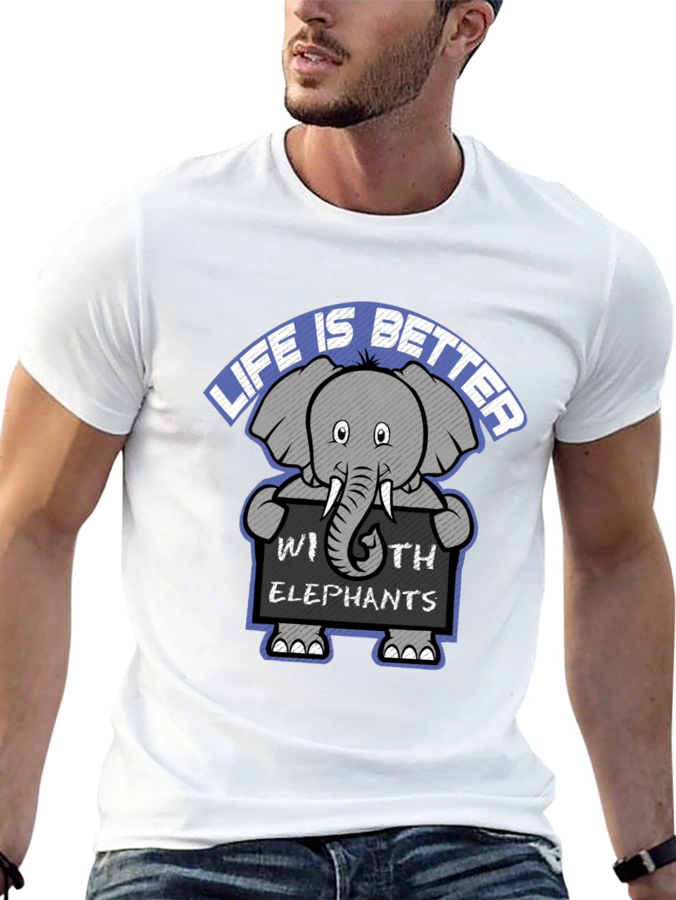 Black Life is Better with Elephants Graphic Tee view 13