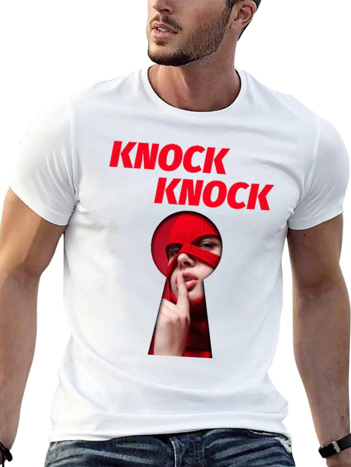Black Knock Knock Graphic T-Shirt - Intrigue & Style view 13