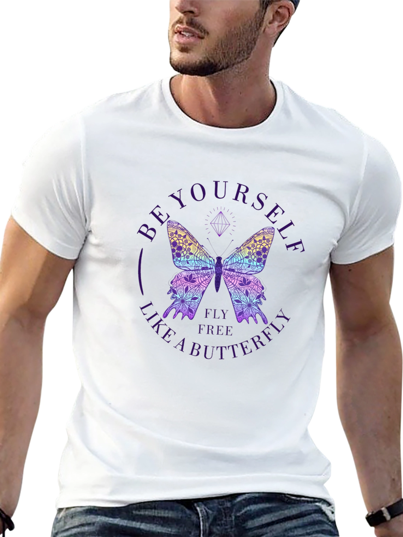 Black Be Yourself Butterfly Graphic Tee view 13