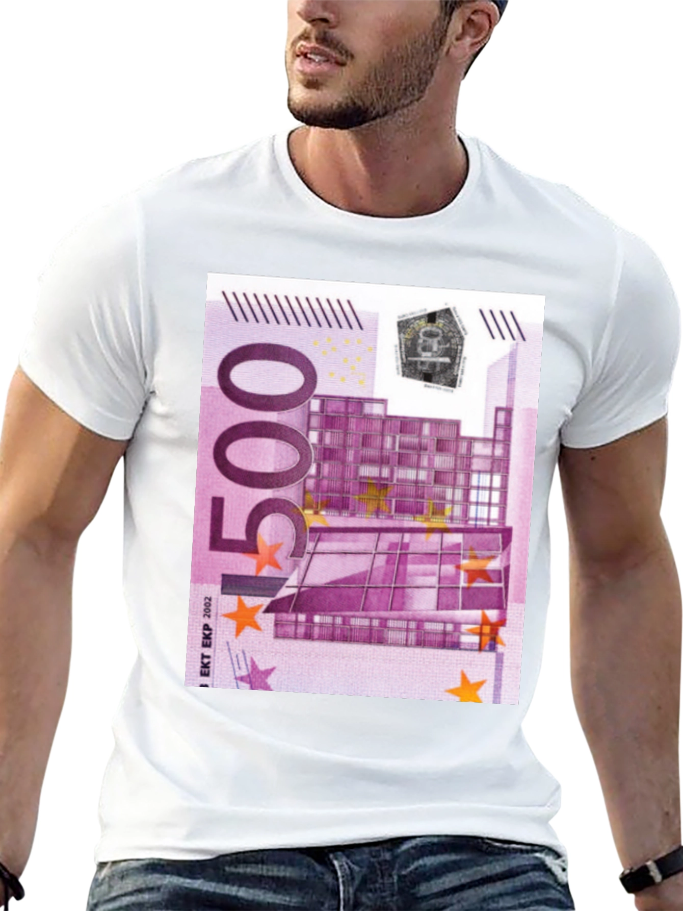 Black 500 Euro Note Graphic Print Black T-Shirt view 13
