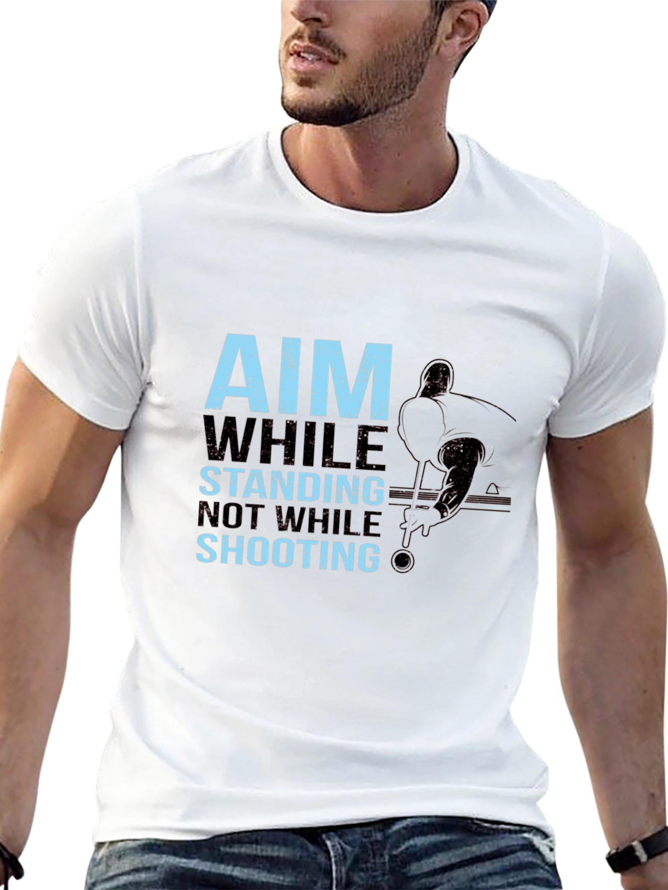 Black Aim While Standing, Not While Shooting T-Shirt view 13
