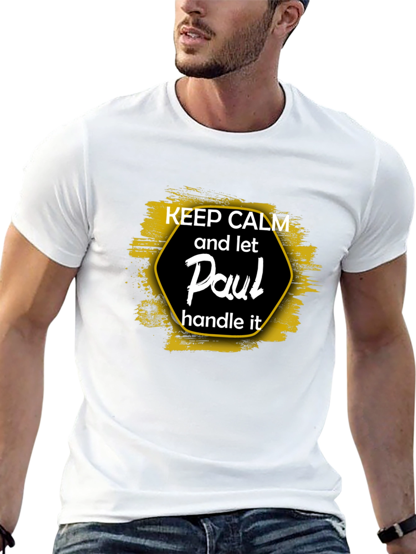 Black Keep Calm and Let Paul Handle It - Black T-Shirt view 13