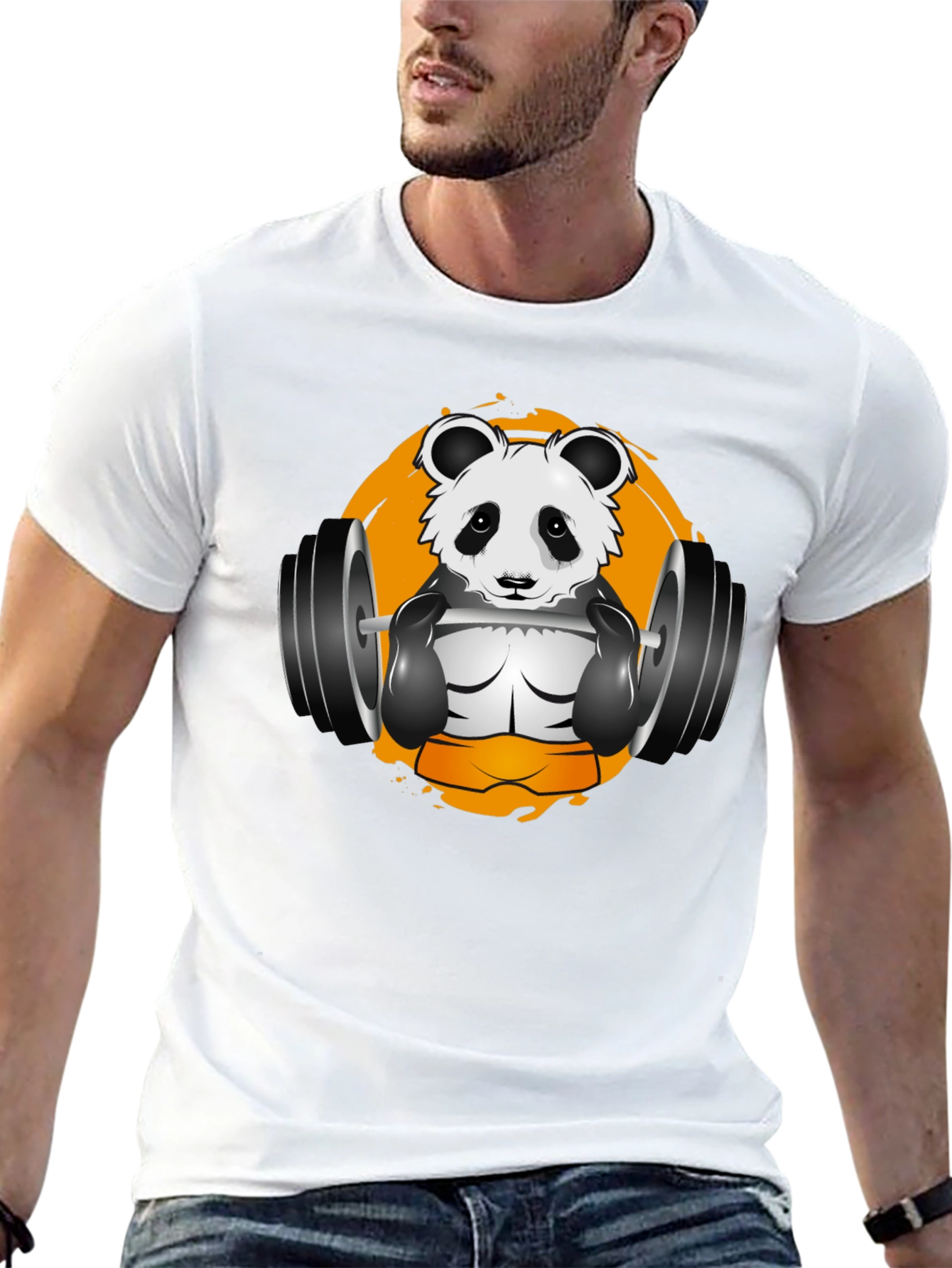 Black Panda Gym T-Shirt - Black Graphic Tee view 13