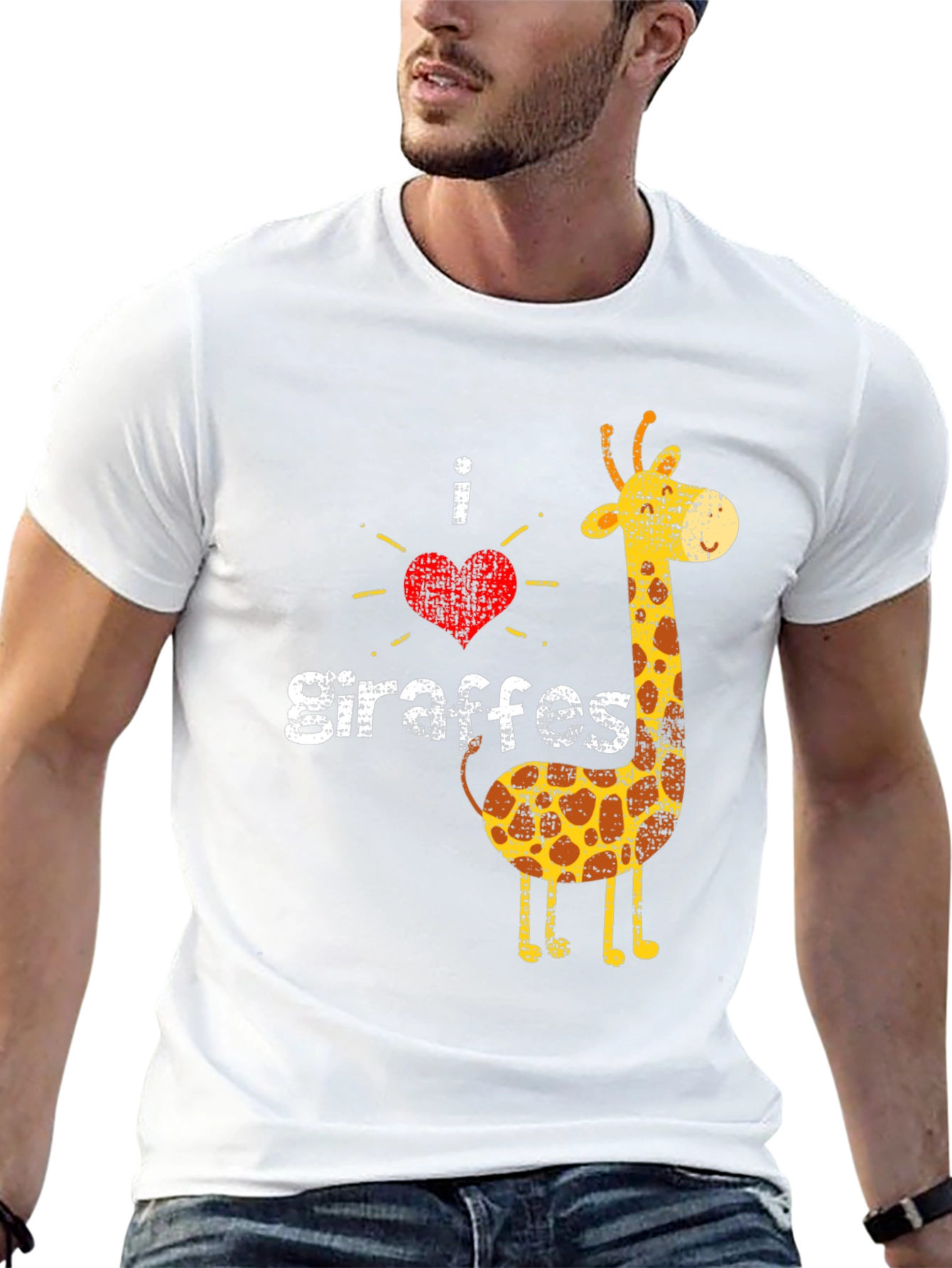 Black I Love Giraffes Graphic Tee - Unisex Black T-Shirt view 13