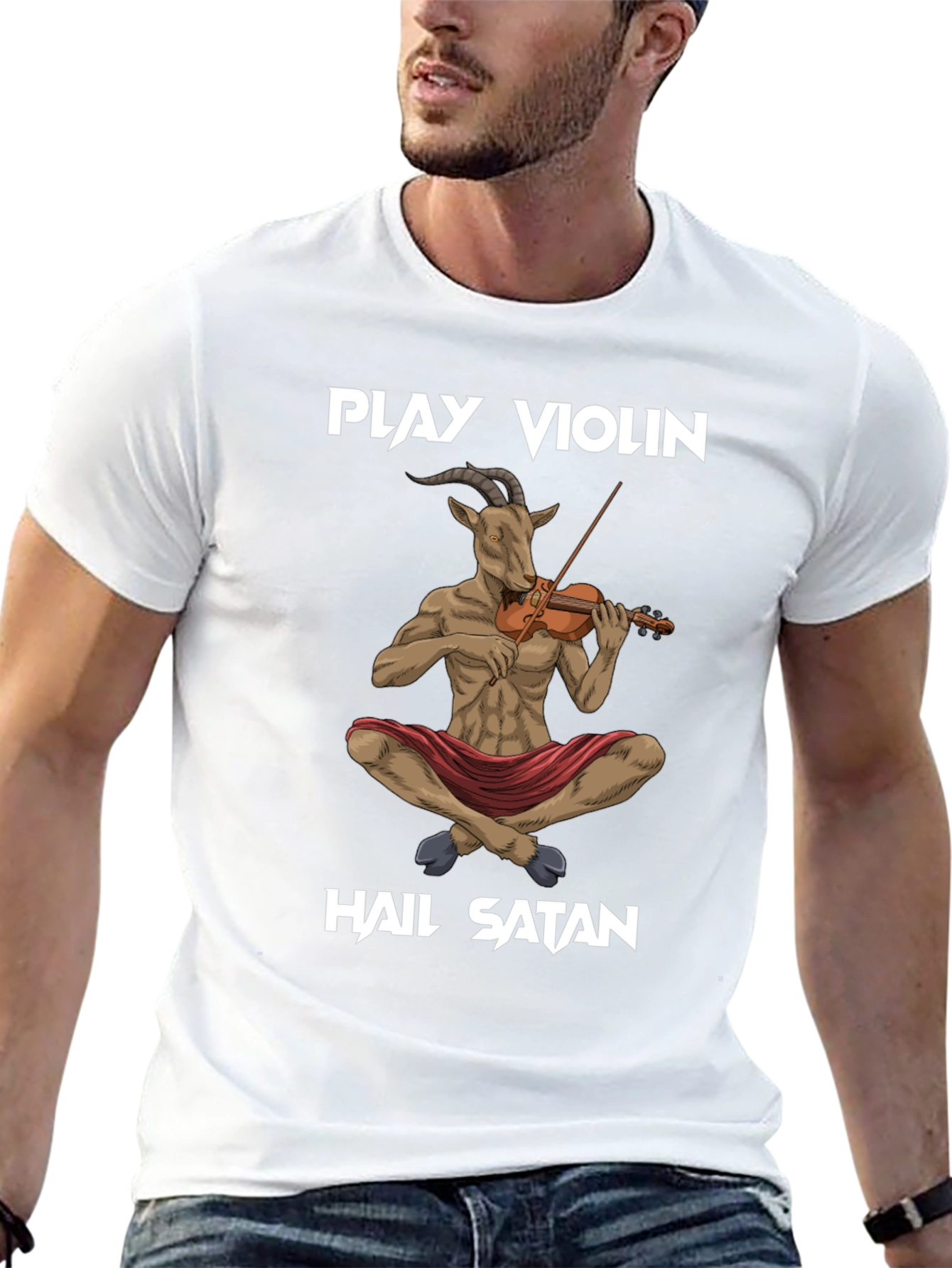 Black Play Violin, Hail Satan T-Shirt view 13