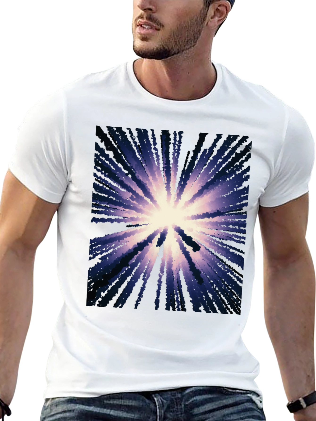 Black Abstract Burst Graphic Black T-Shirt view 13