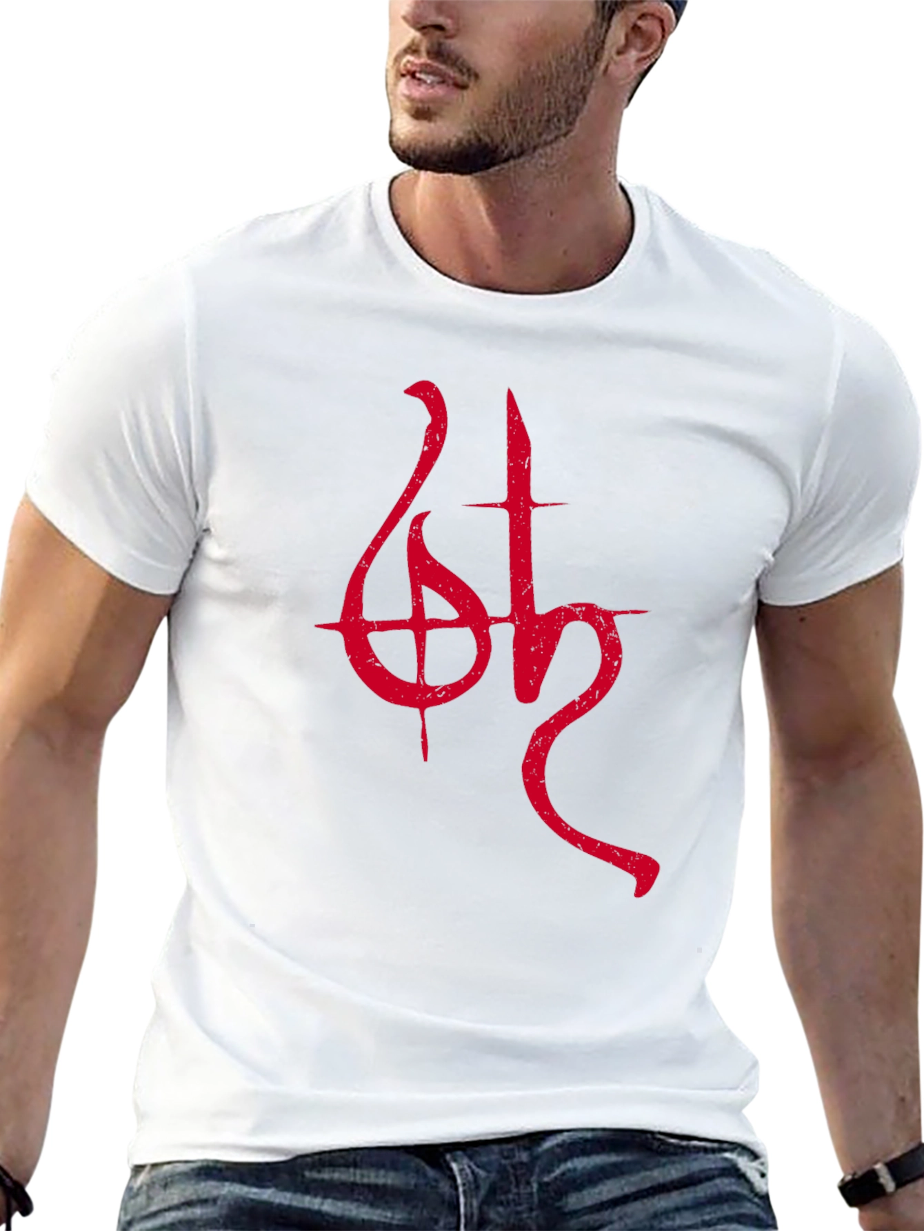 Black Black T-Shirt with Red Occult Symbol view 13