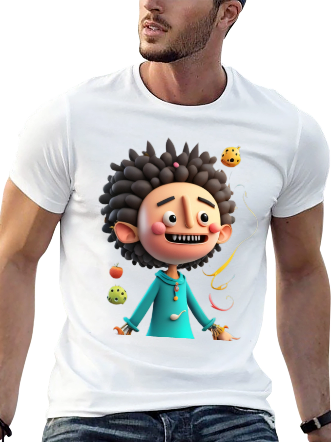 Black Fun Cartoon Character Black T-Shirt view 13