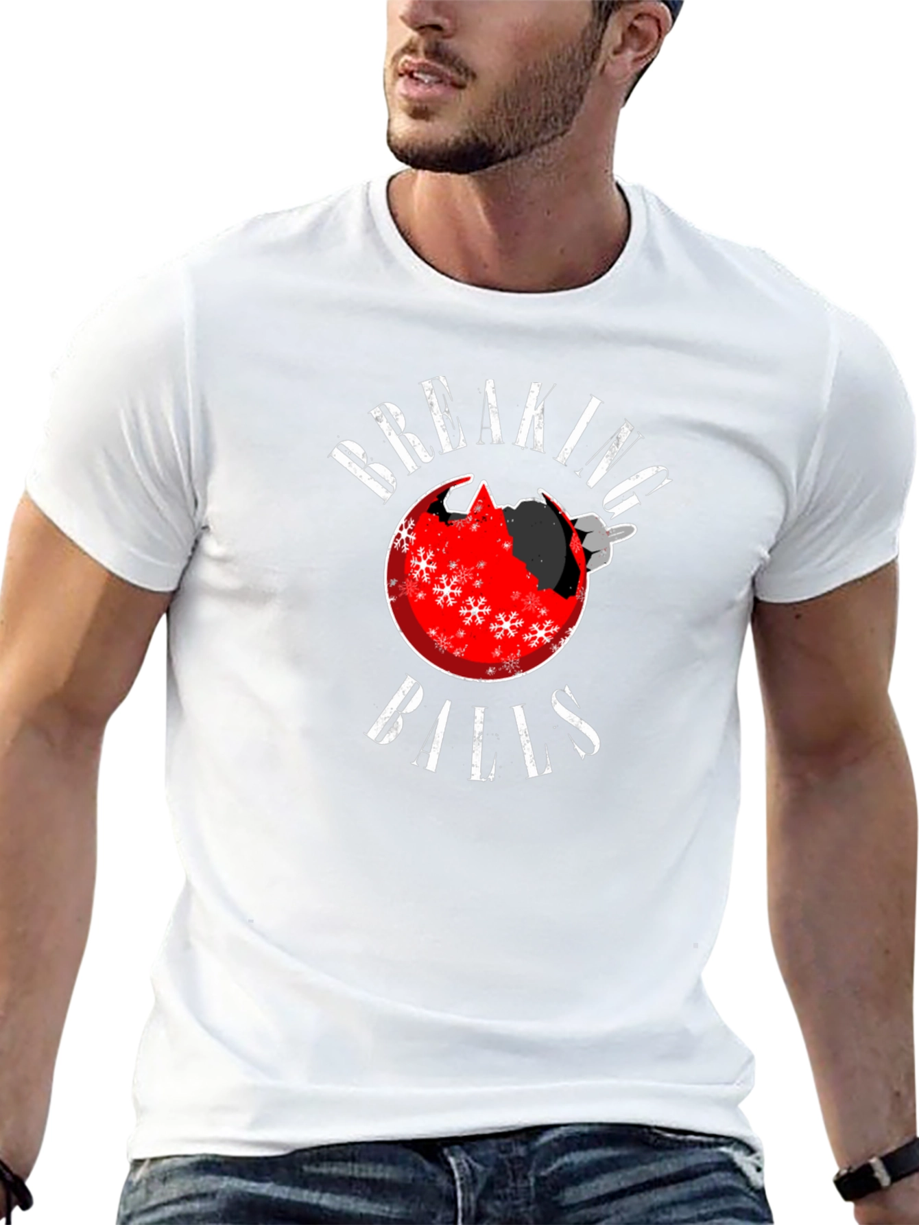 Black Breaking Balls Christmas Ornament Humor T-Shirt view 13