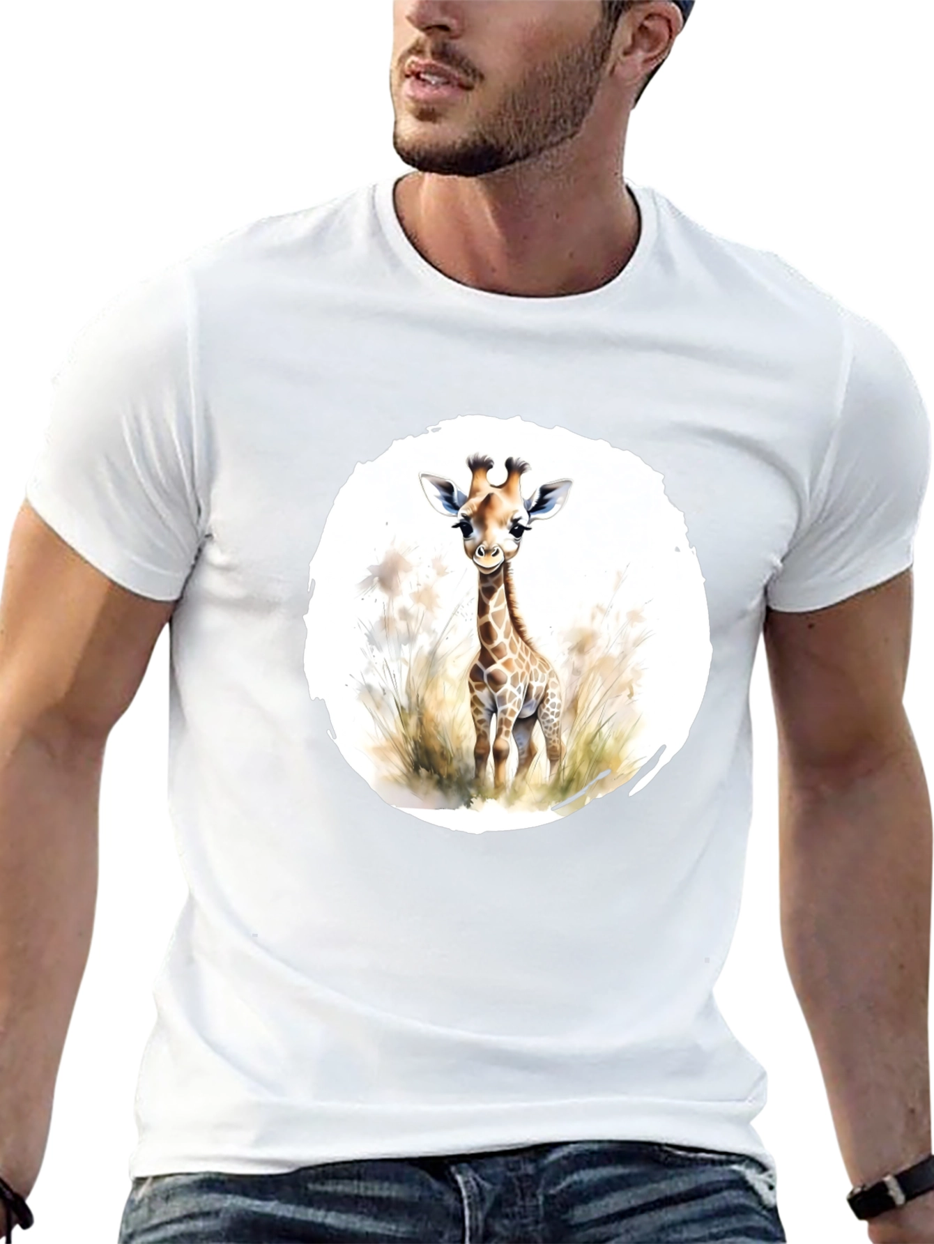 Black Giraffe Graphic Tee - Unisex Black T-Shirt view 13
