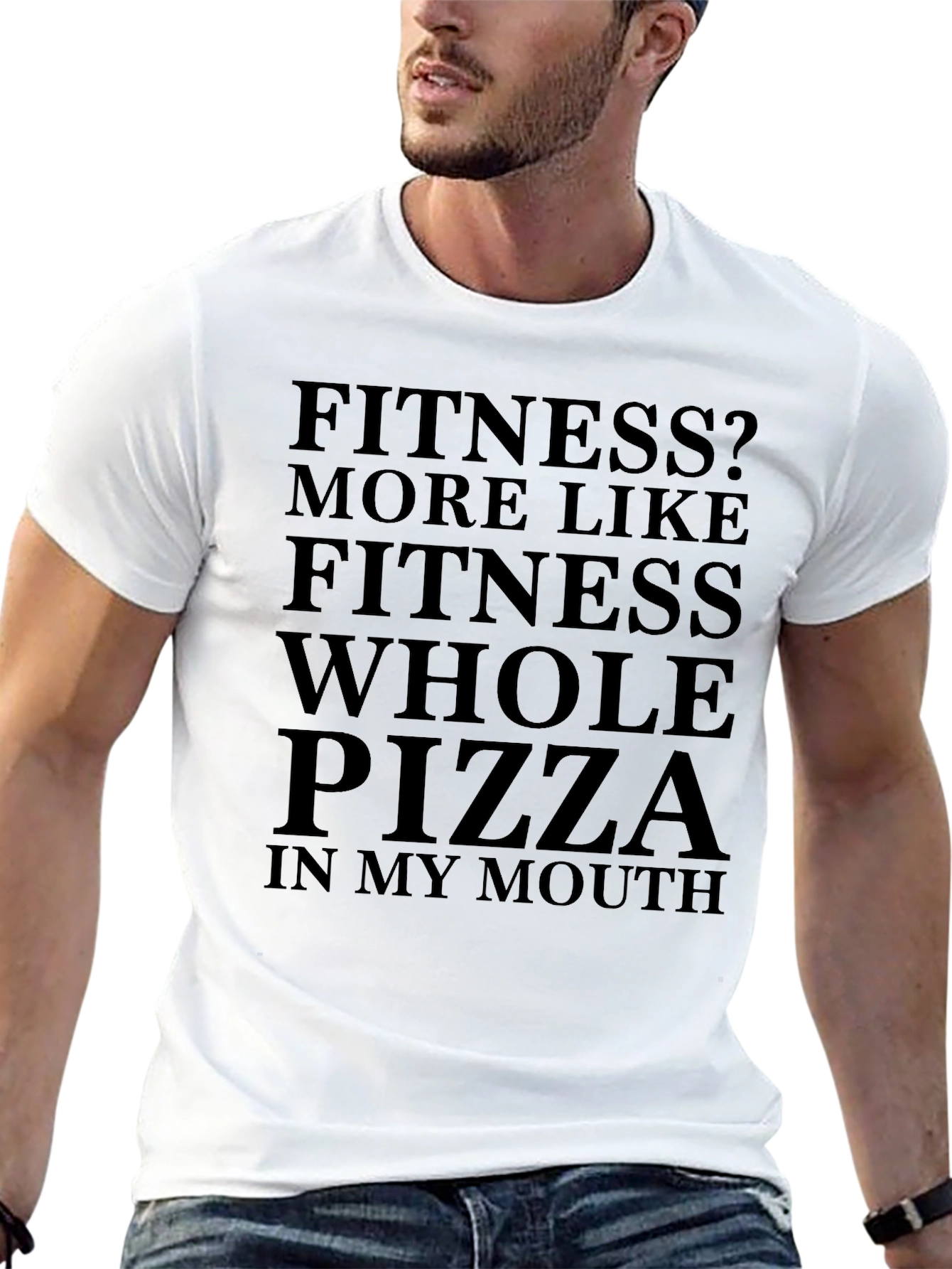 Black Funny Fitness Whole Pizza T-Shirt - Graphic Tee view 13