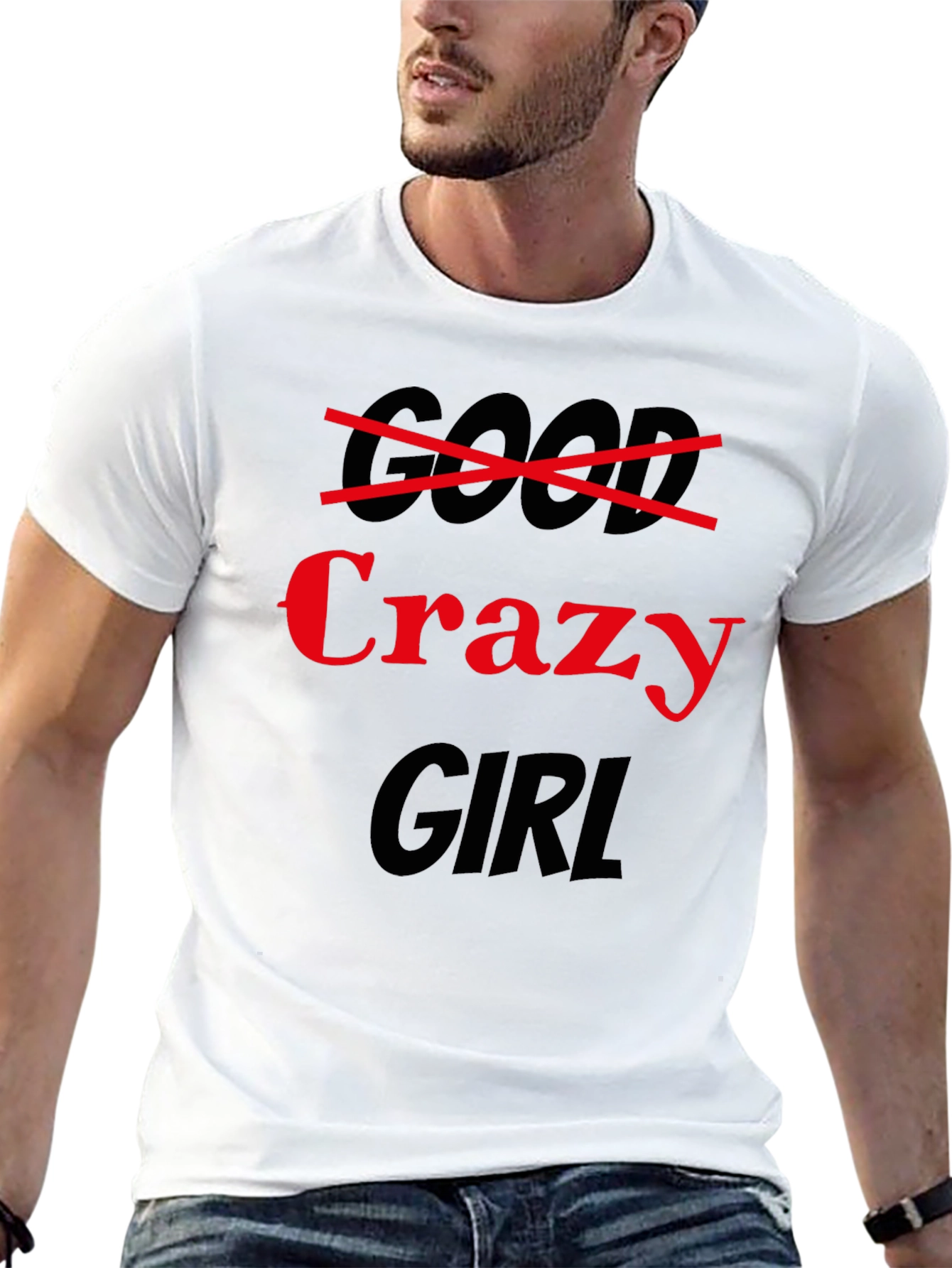 Black Crazy Girl Graphic Tee - Black Crew Neck view 13