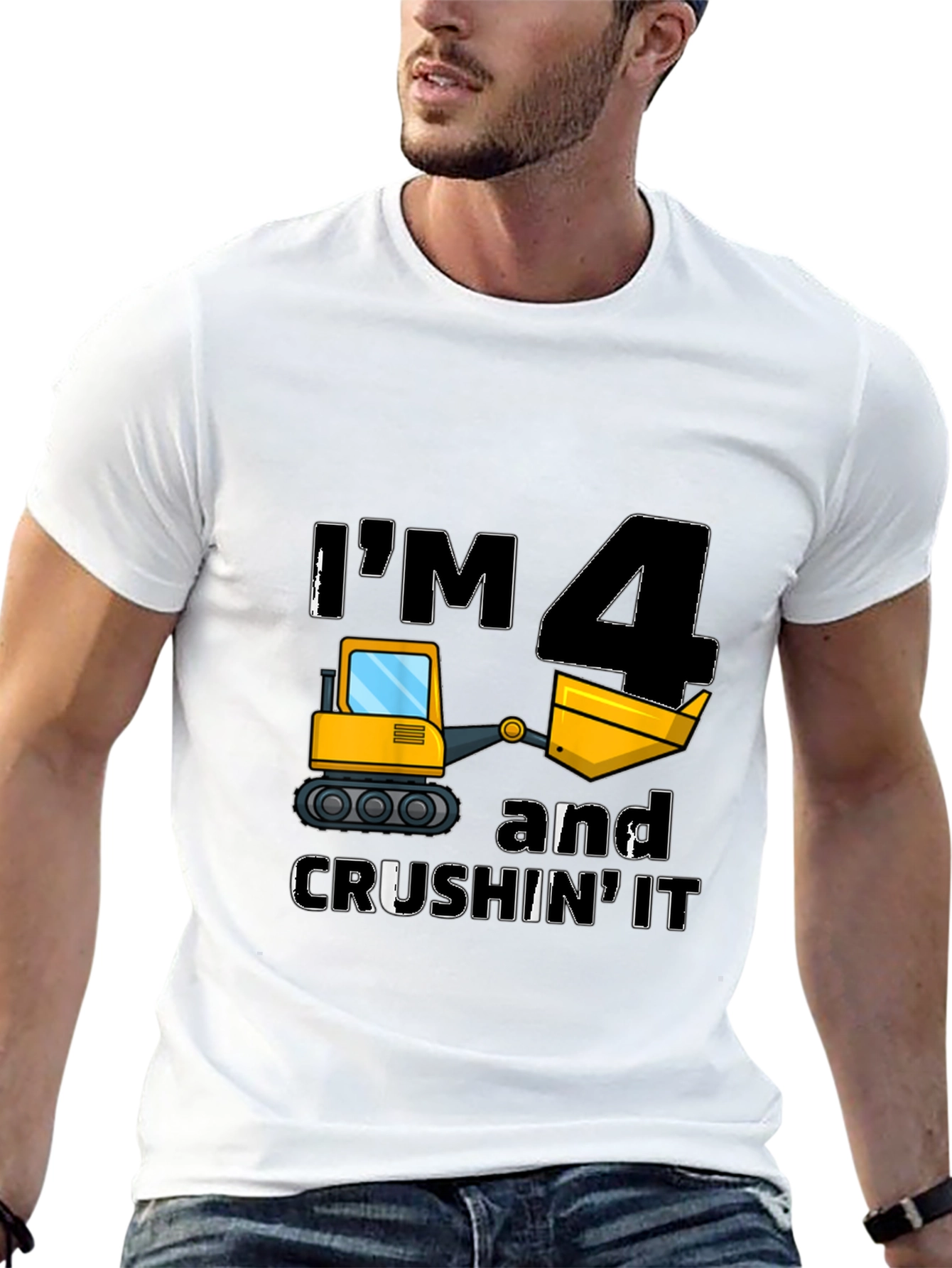 Black I'm 4 and Crushin' It Kids Birthday T-Shirt view 13