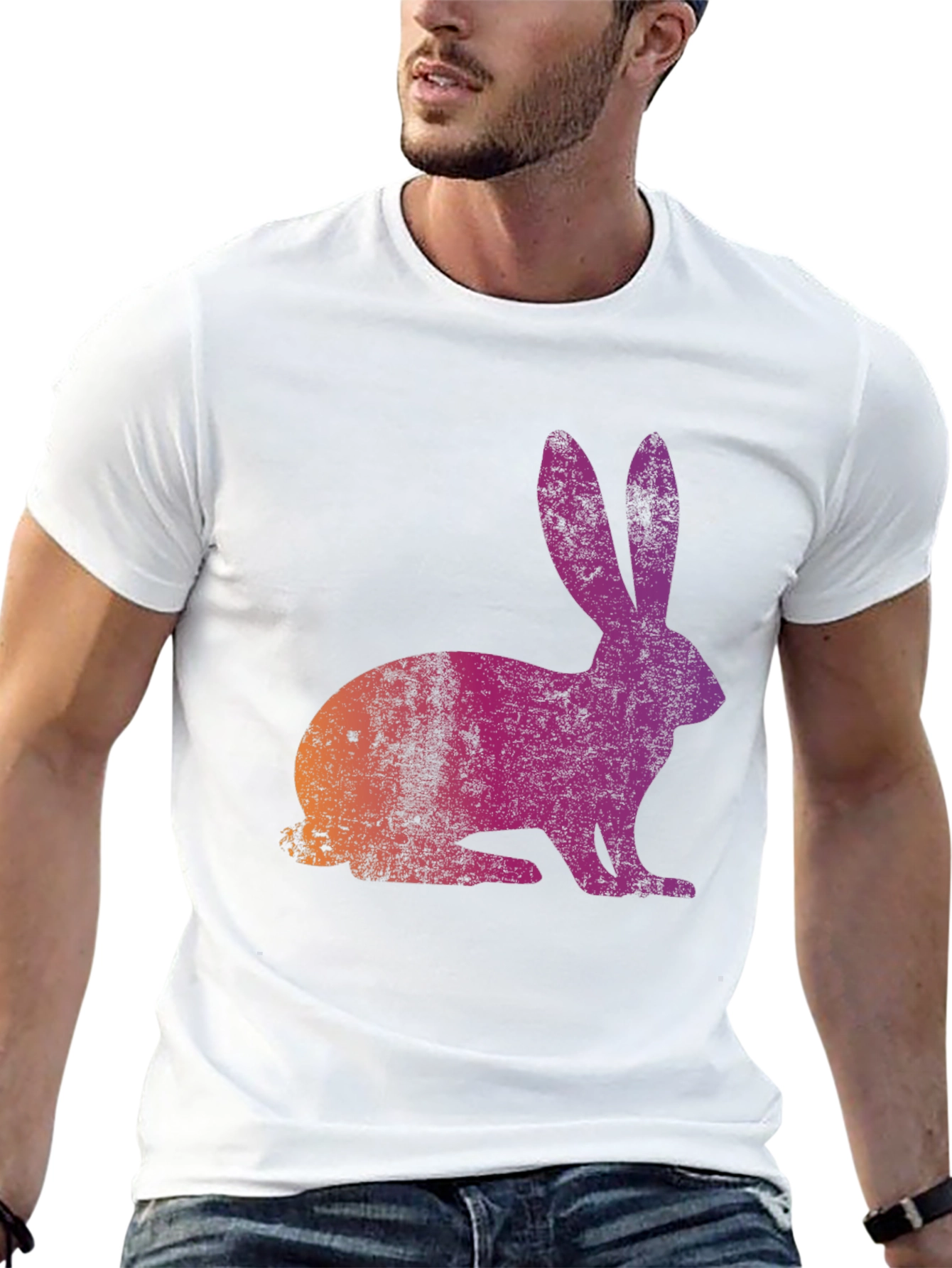 Black Retro Rabbit Graphic Tee view 13