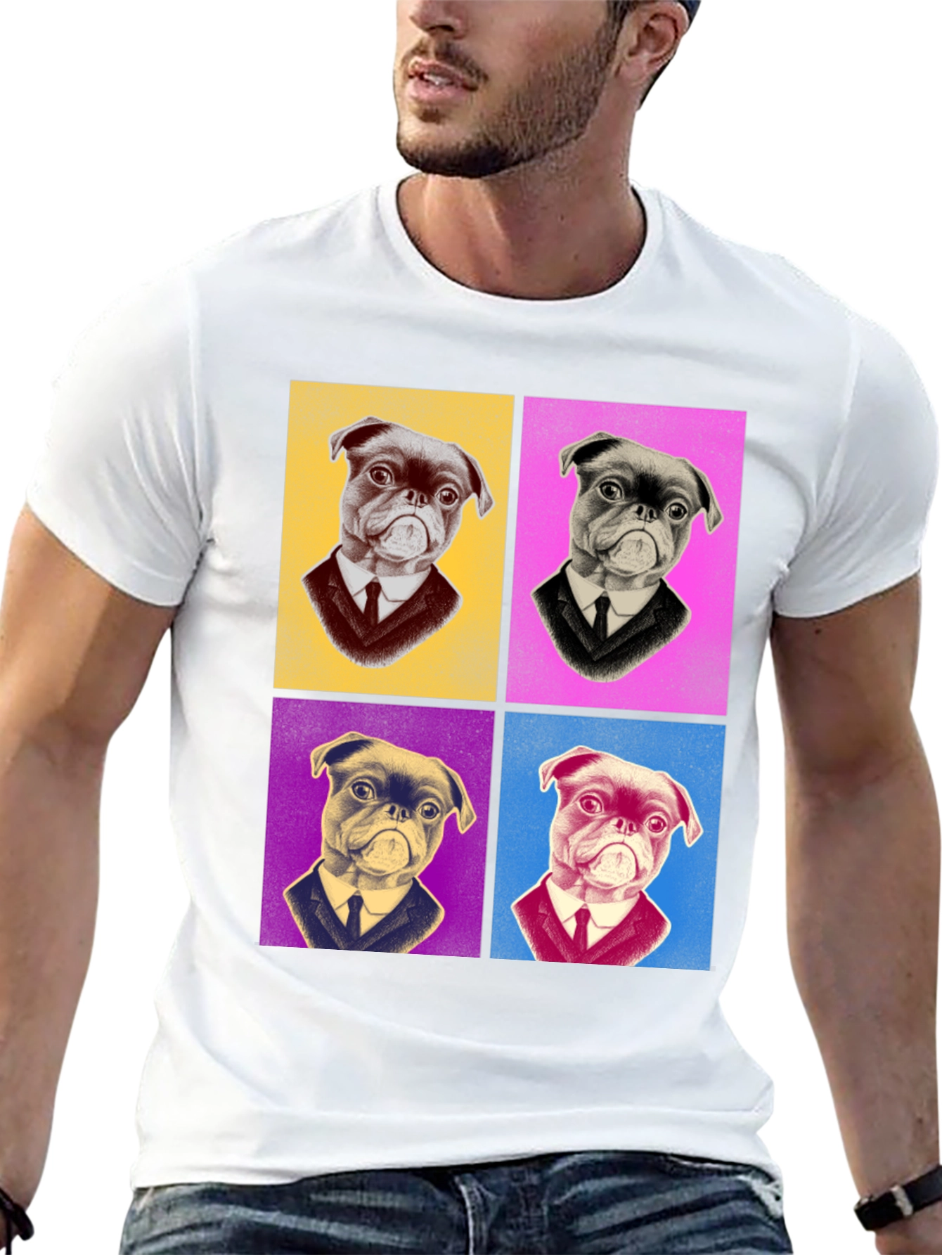 Black Pop Art Pug T-Shirt - Stylish Graphic Tee view 13