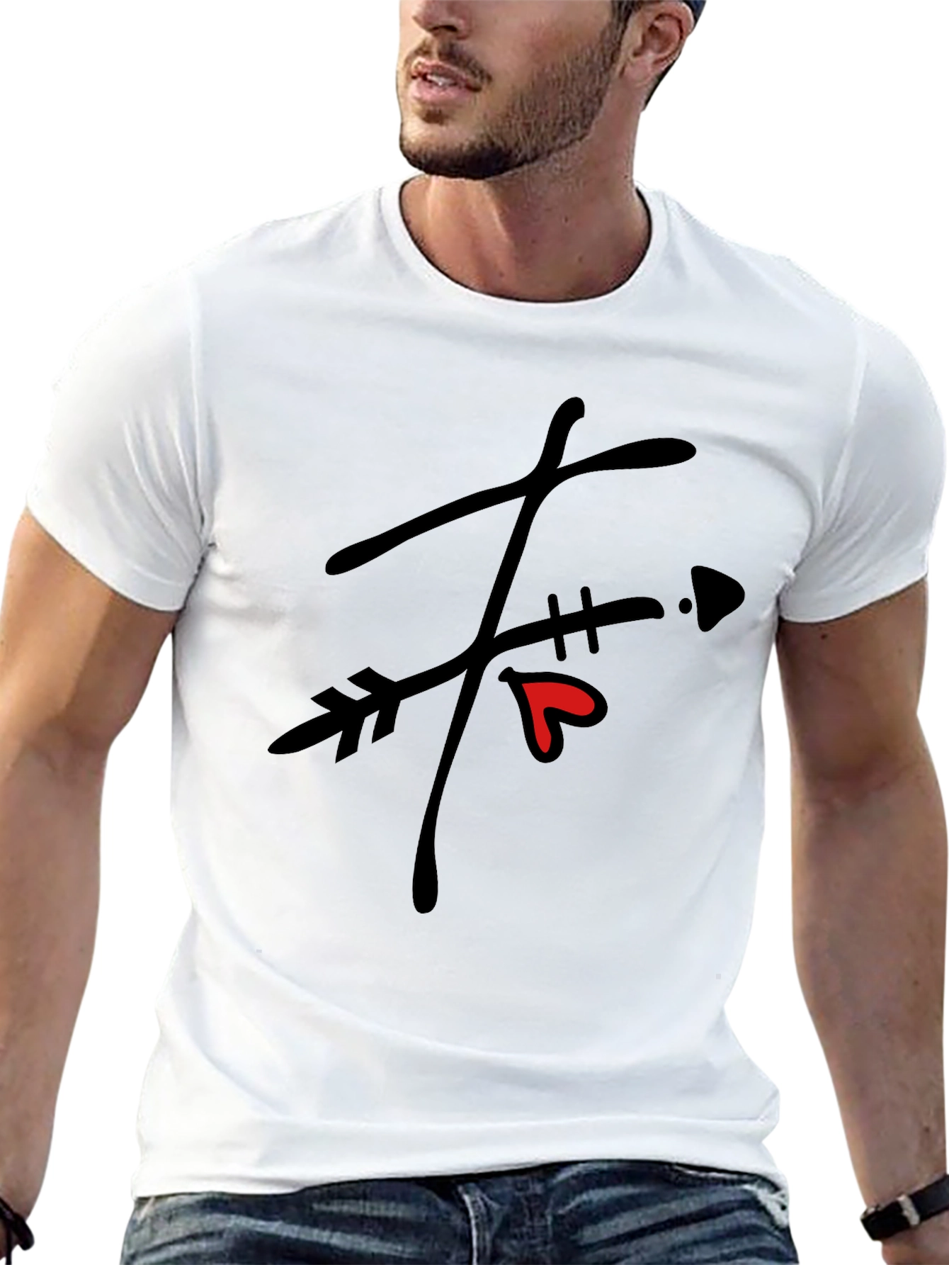 Black Arrow Heart Graphic Black T-Shirt view 13
